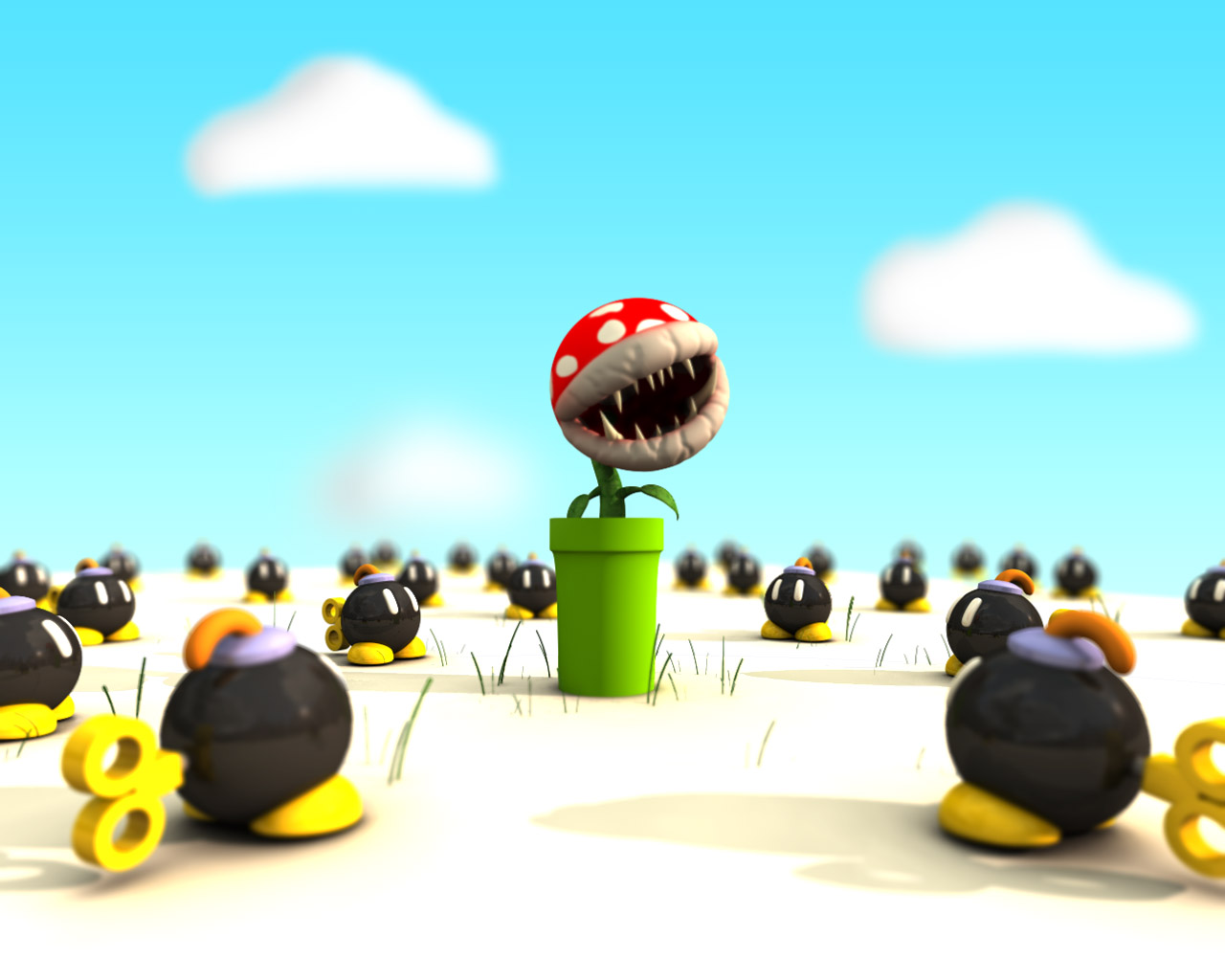 Piranha Plant and Bob-ombs from Mario HD Wallpaper