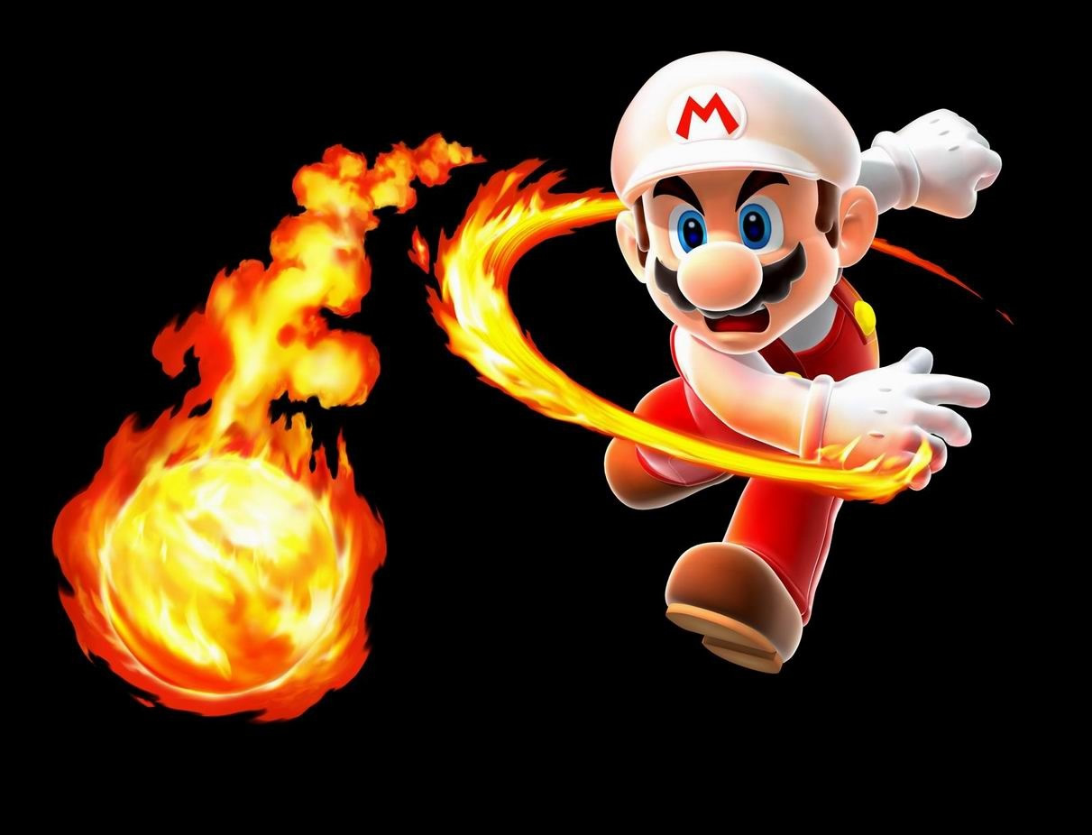 Fire Mario throwing a fireball HD Wallpaper