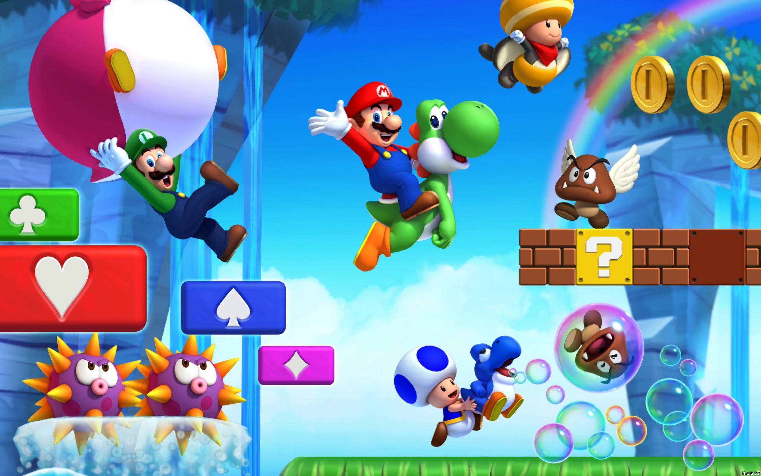 Mario and Luigi from Super Mario in action HD Wallpaper