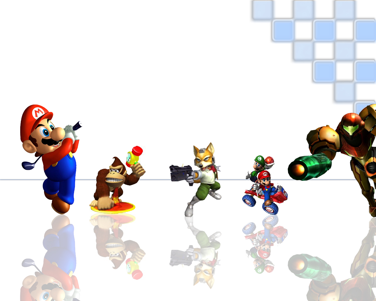 Mario, Donkey Kong, Fox, Luigi, and Samus Aran HD Wallpaper