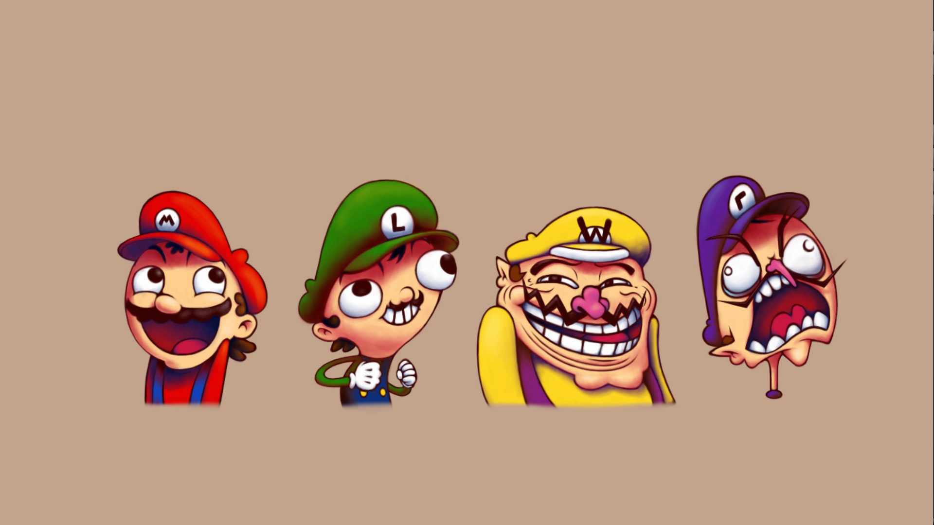 Mario, Luigi, Wario, and Waluigi characters HD Wallpaper