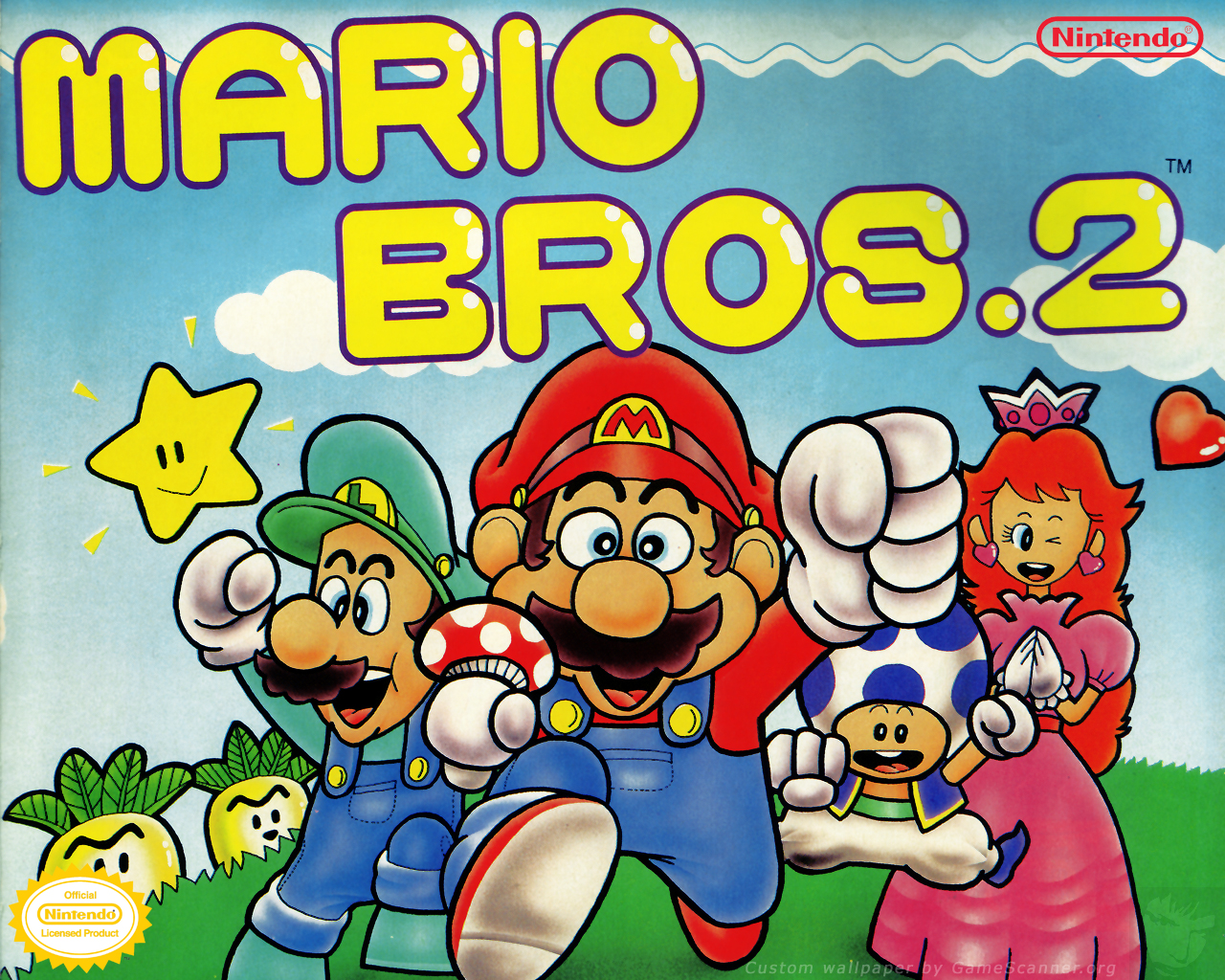 Mario Bros. 2 Nintendo Game Cover HD Wallpaper