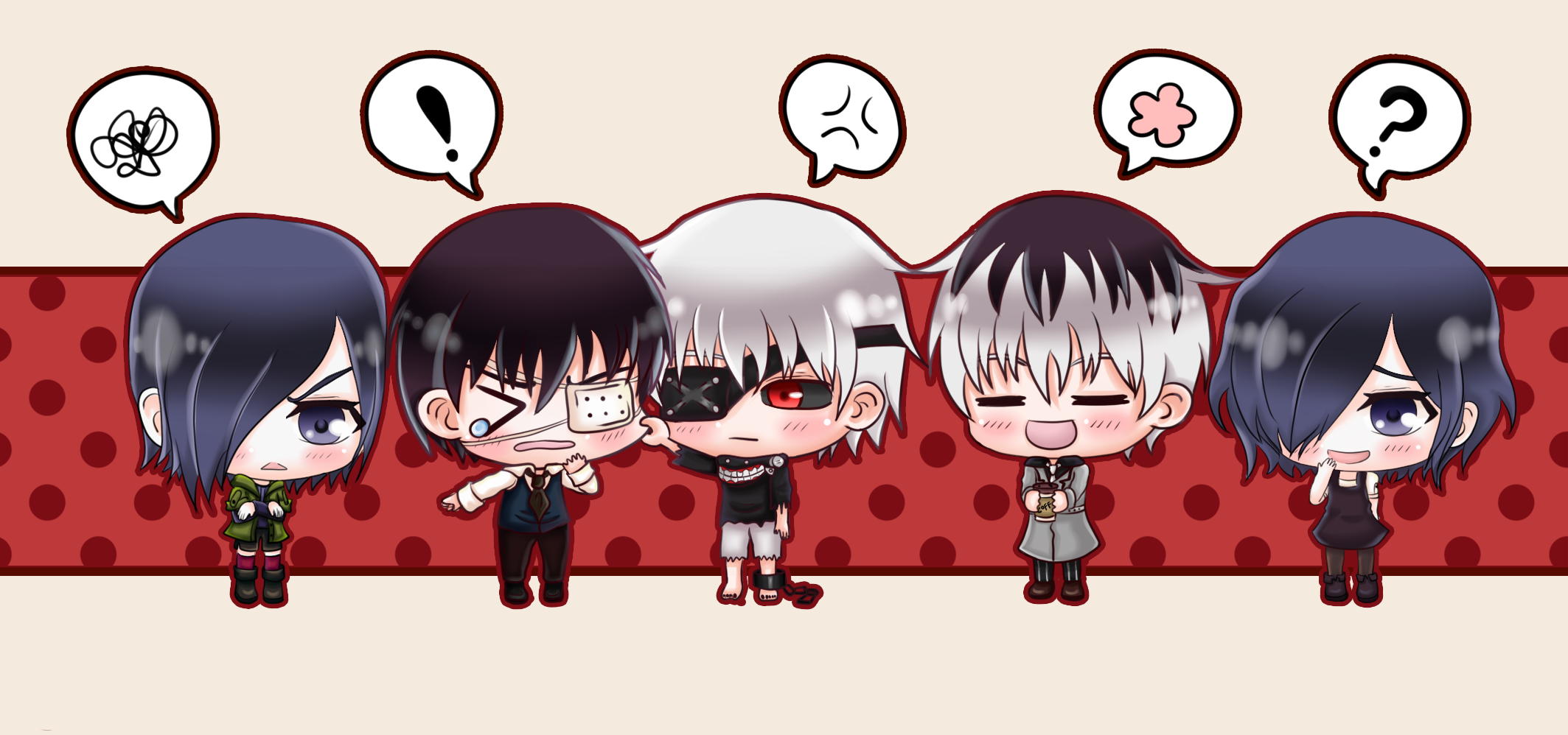 Chibi characters from Tokyo Ghoul HD Wallpaper