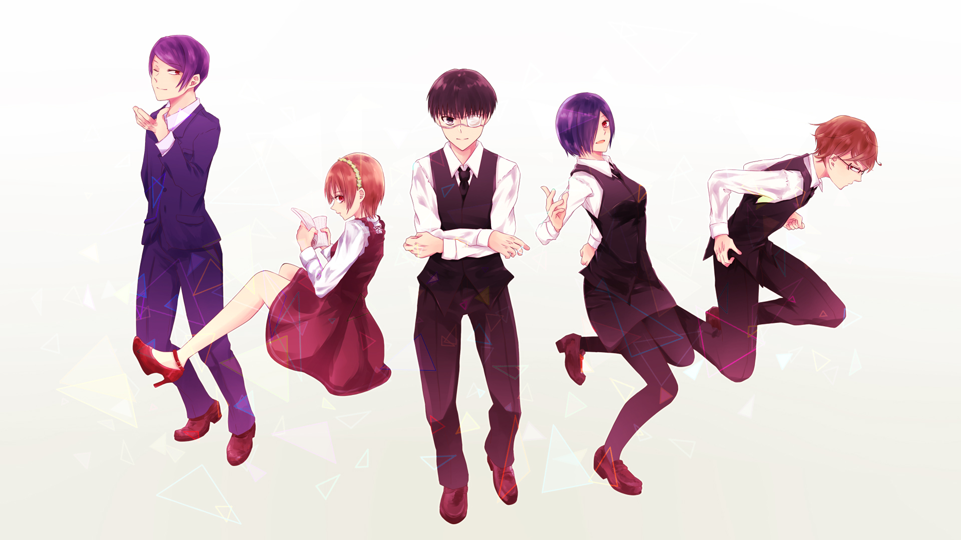 Characters from Tokyo Ghoul in formal attire HD Wallpaper