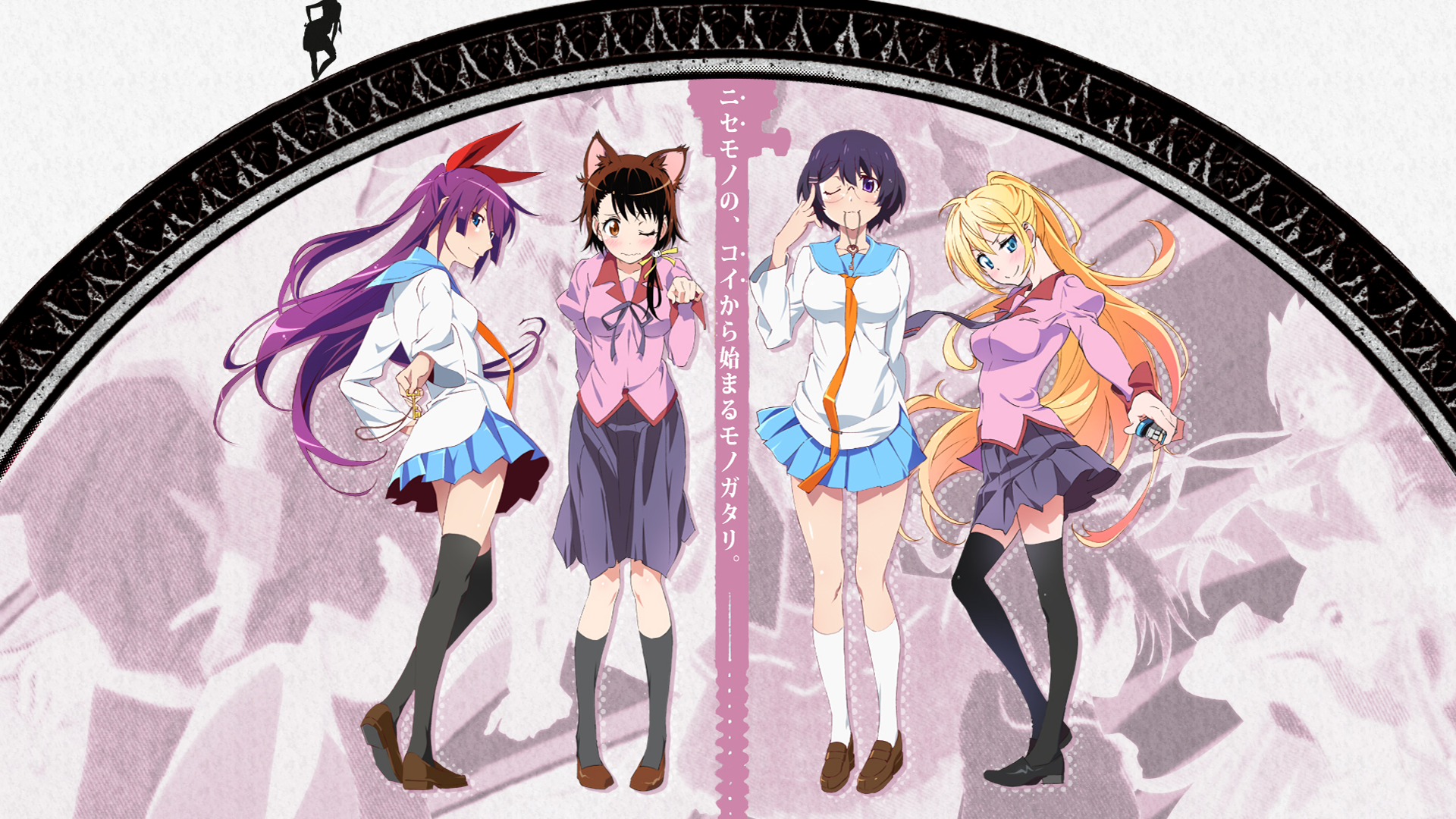 Four girls from Monogatari Series HD Wallpaper