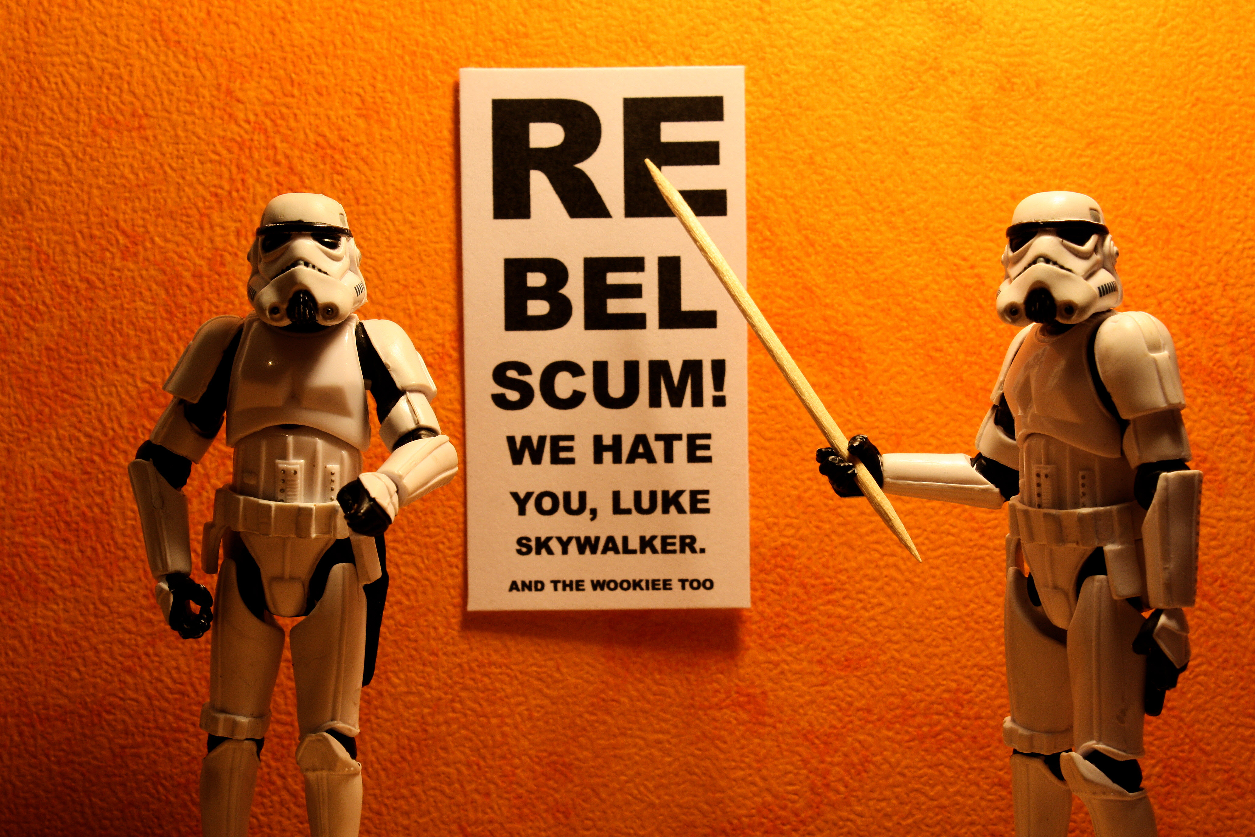 Stormtroopers with a sign about Luke Skywalker HD Wallpaper