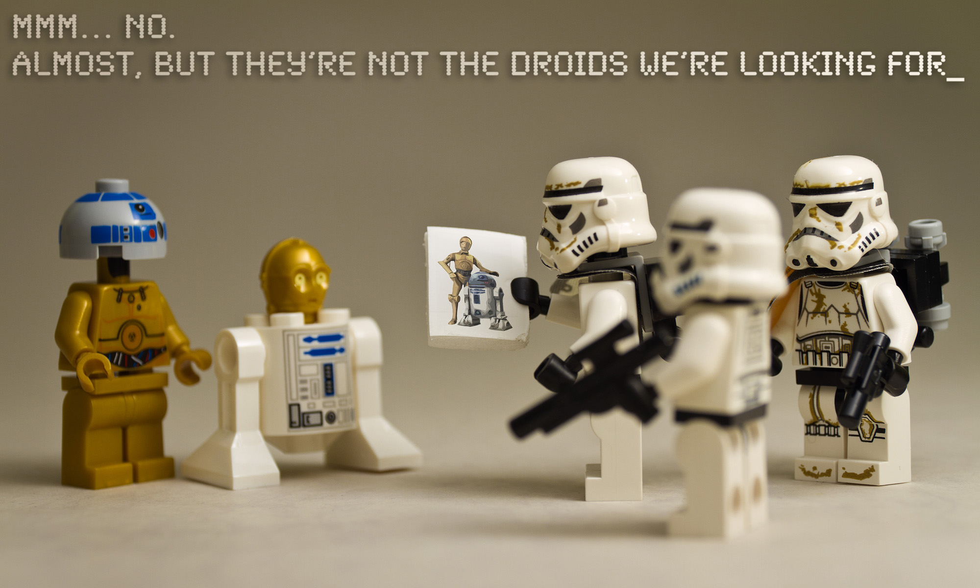 Stormtroopers and droids from Star Wars HD Wallpaper