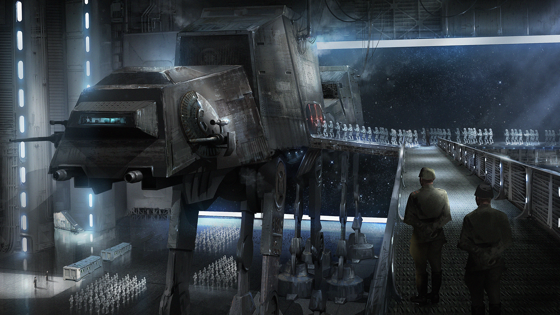 Star Wars AT-AT Walker with Stormtroopers HD Wallpaper