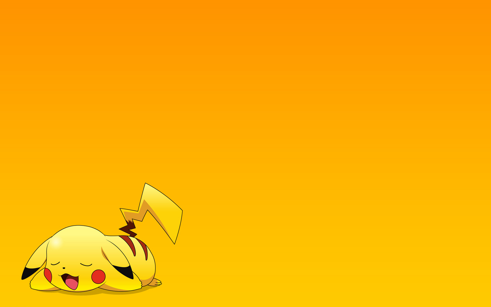 Sleeping Pikachu on Orange Gradient HD Wallpaper