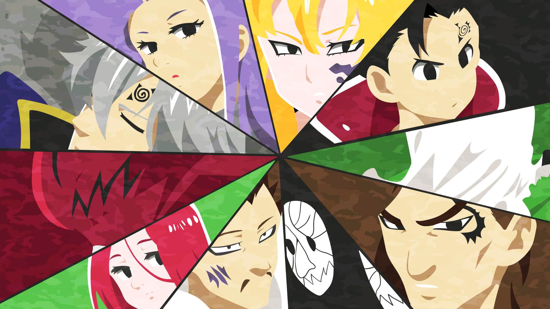 The Seven Deadly Sins characters in a radial design HD Wallpaper