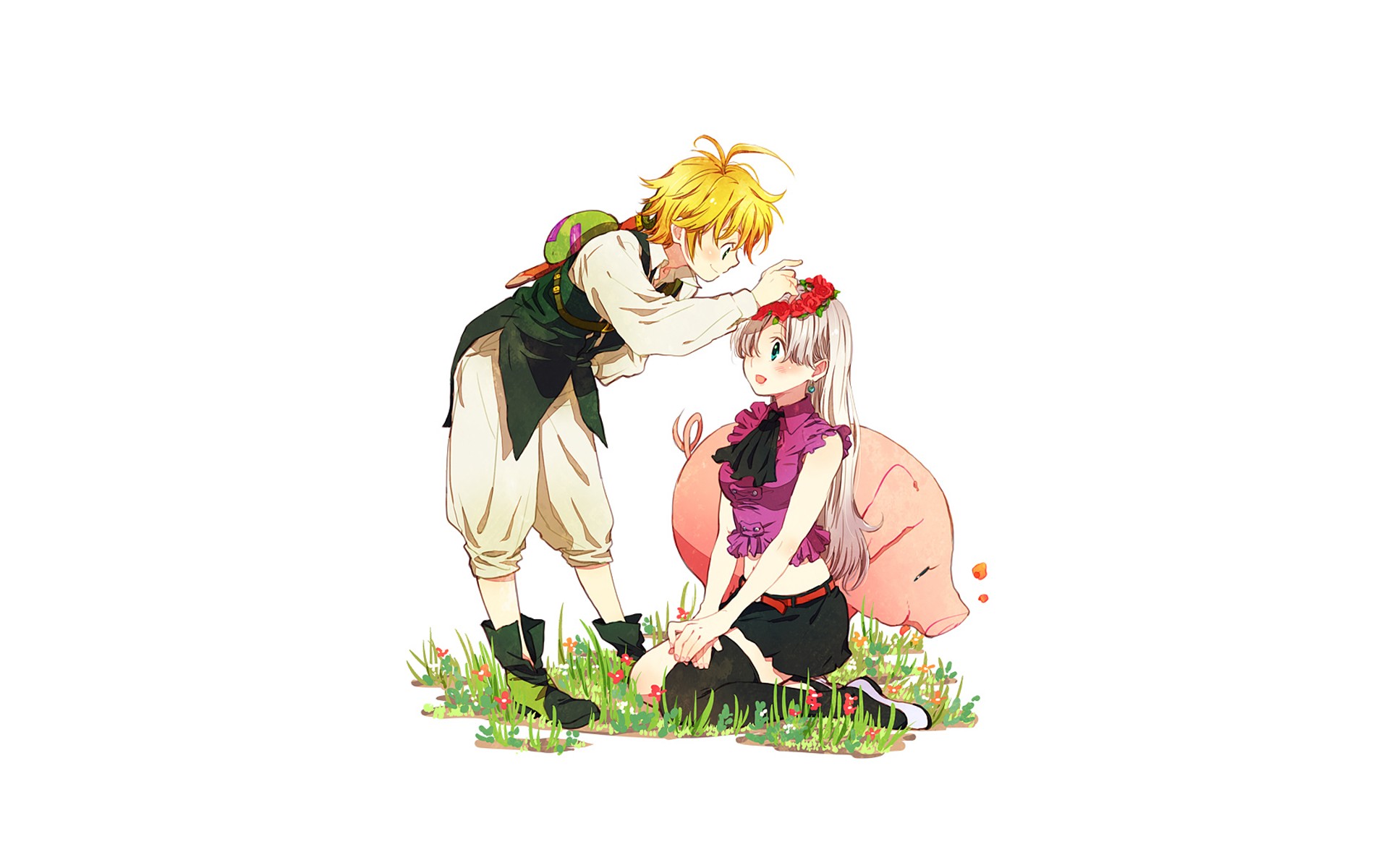 Meliodas and Elizabeth from The Seven Deadly Sins with Hawk HD Wallpaper