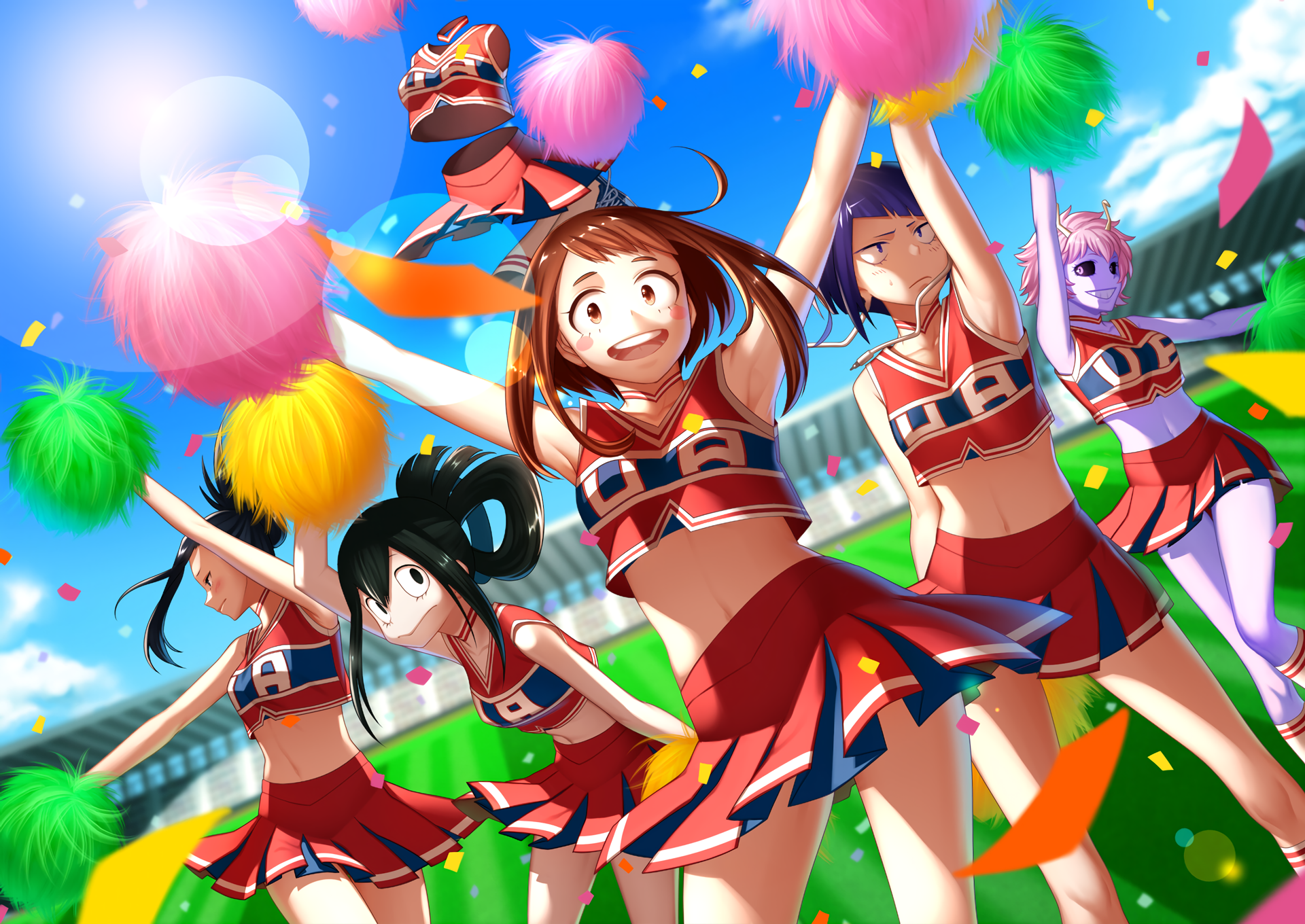 Ochaco Uraraka and friends as cheerleaders HD Wallpaper