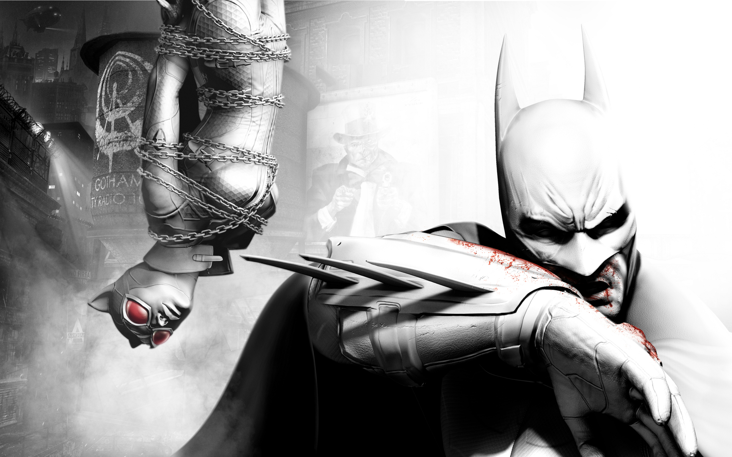 Batman and Catwoman from Batman: Arkham City HD Wallpaper