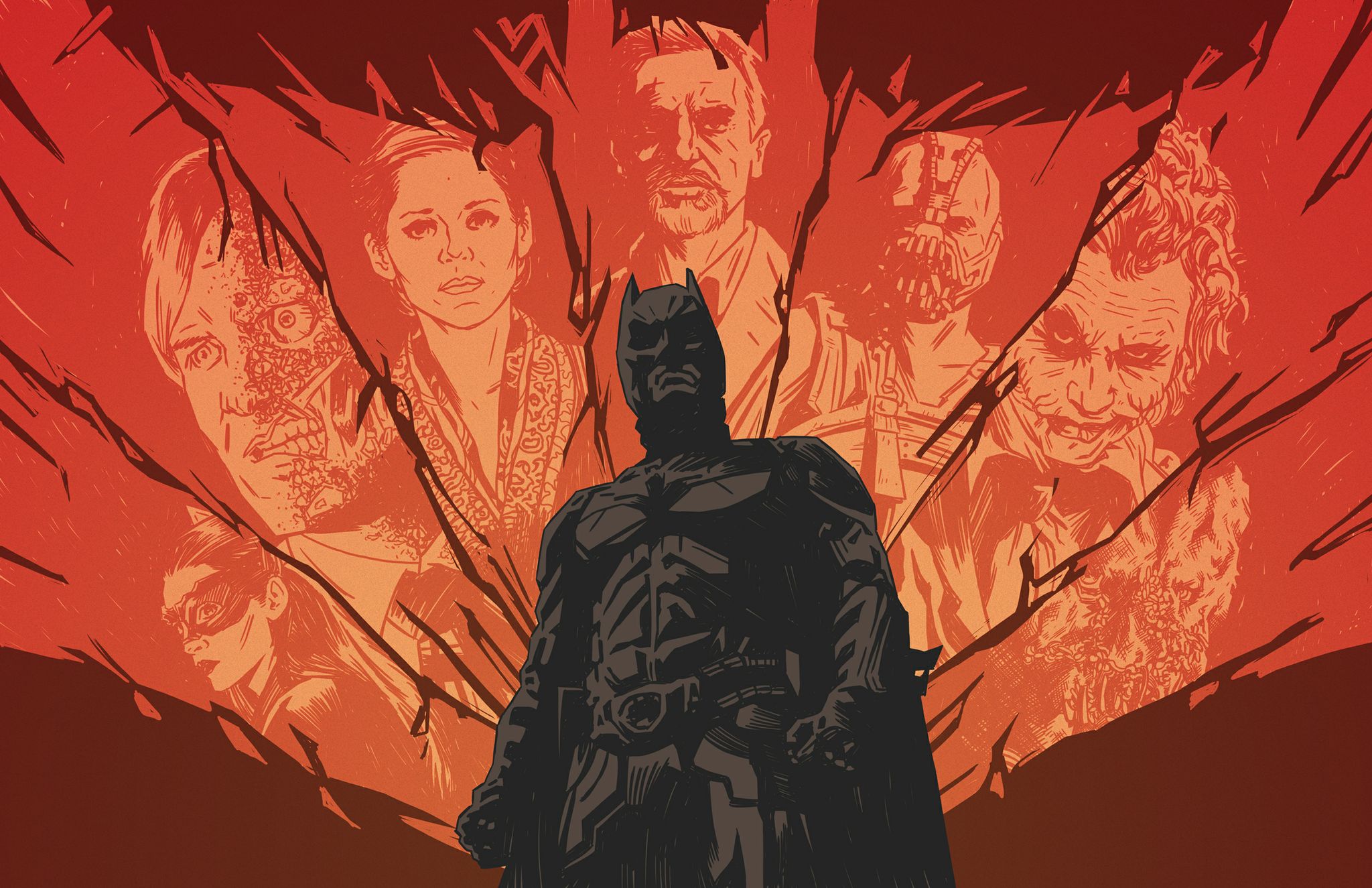 Batman and Villains from The Dark Knight Trilogy HD Wallpaper