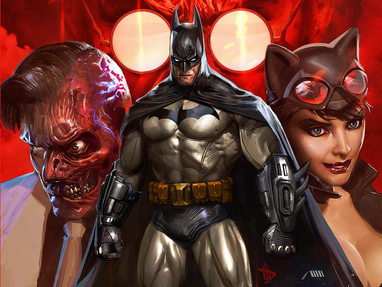 Batman, Catwoman, and Two-Face from Batman Arkham HD Wallpaper