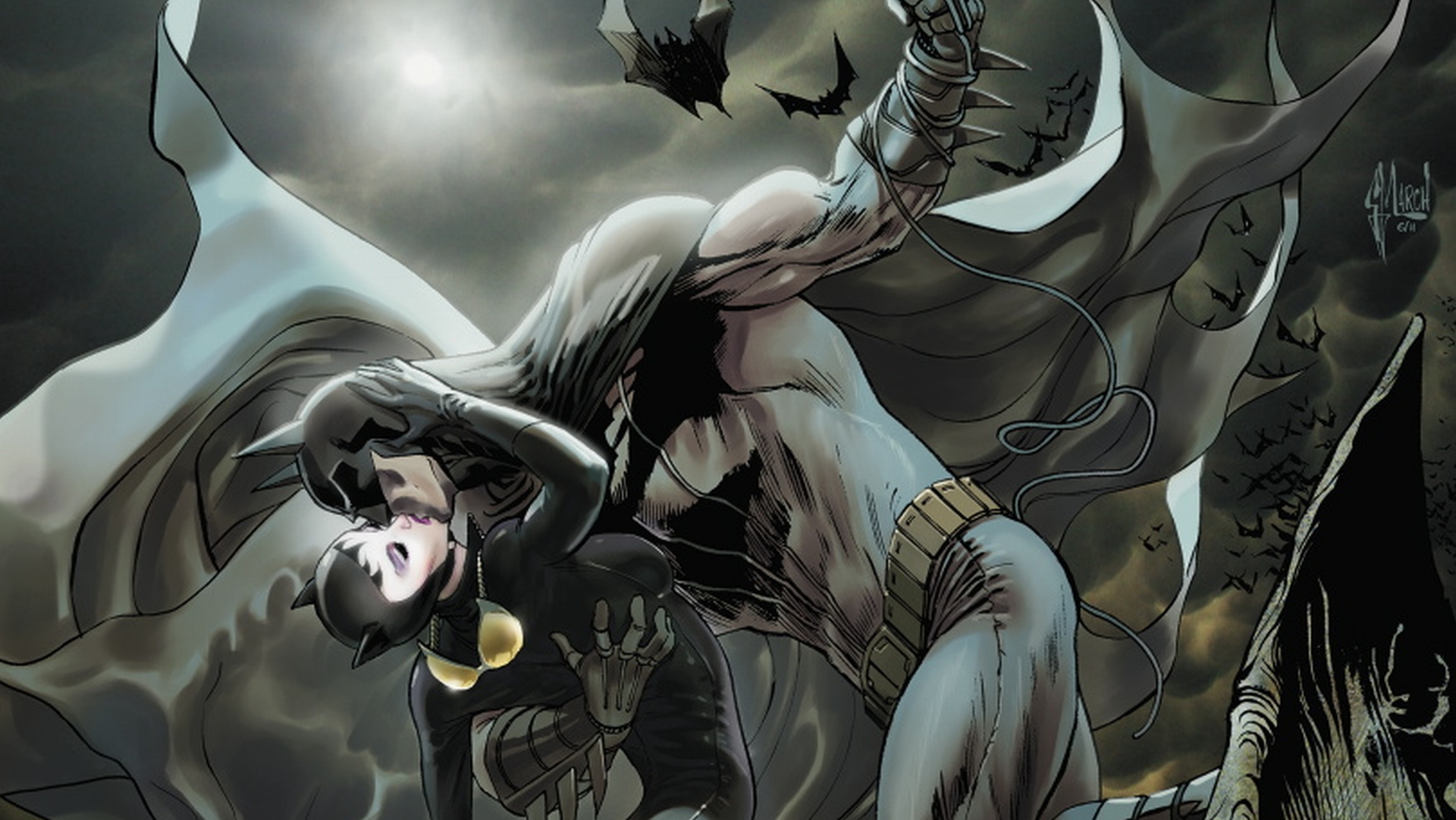 Batman and Catwoman kissing HD Wallpaper