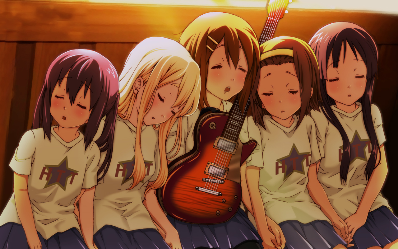 The members of Ho-kago Tea Time sleeping HD Wallpaper