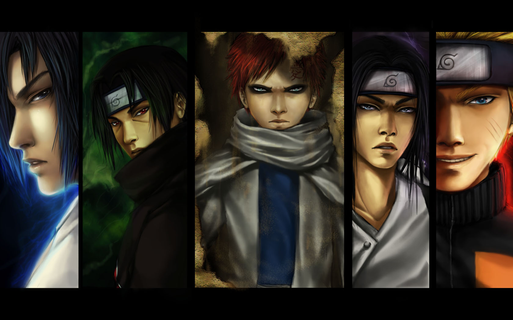 Naruto characters: Sasuke, Itachi, Gaara, Neji, Naruto HD Wallpaper