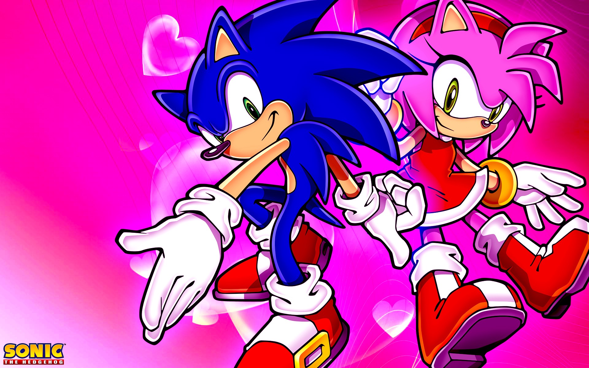 Sonic and Amy from Sonic the Hedgehog HD Wallpaper