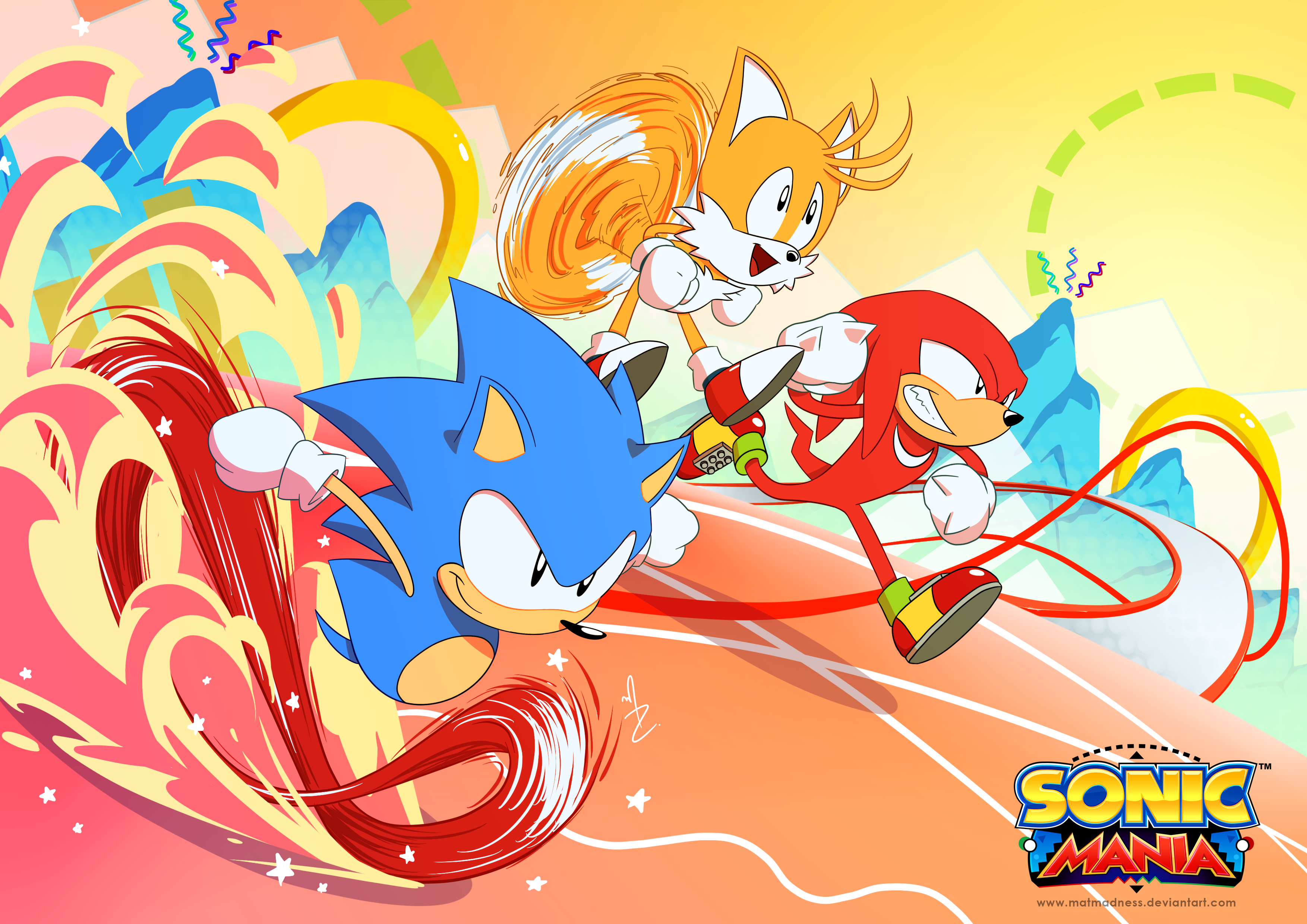 Sonic the Hedgehog, Tails, and Knuckles from Sonic Mania HD Wallpaper