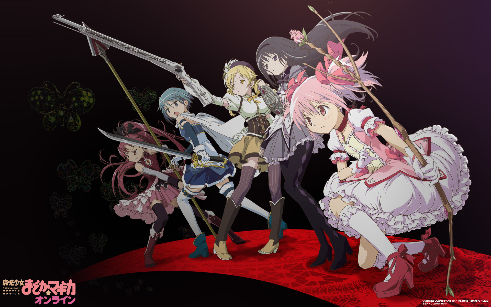 Puella Magi Madoka Magica characters on red carpet HD Wallpaper