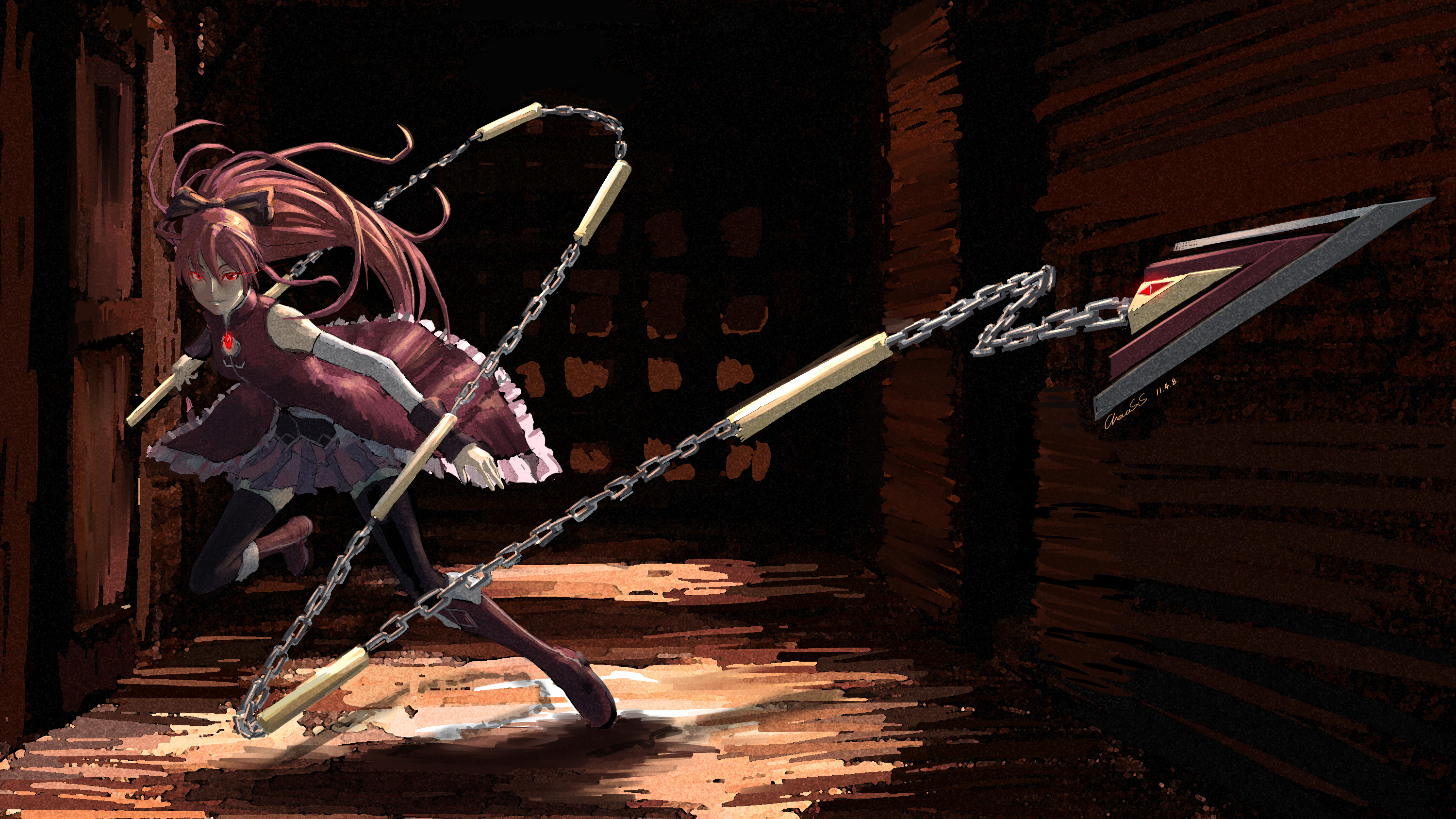 Kyoko Sakura with Chain Weapon HD Wallpaper