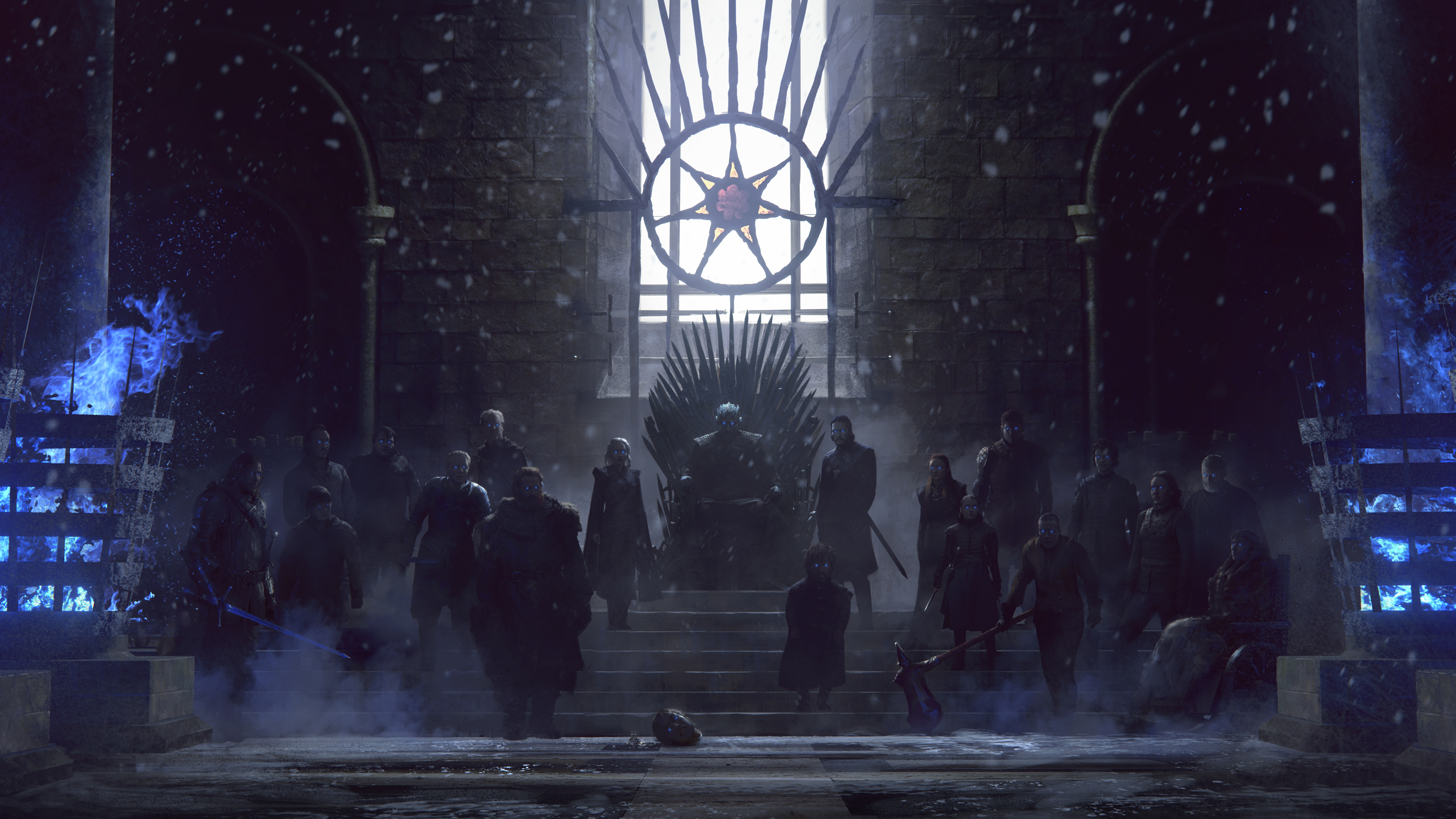 Jon Snow and others in the Iron Throne room HD Wallpaper