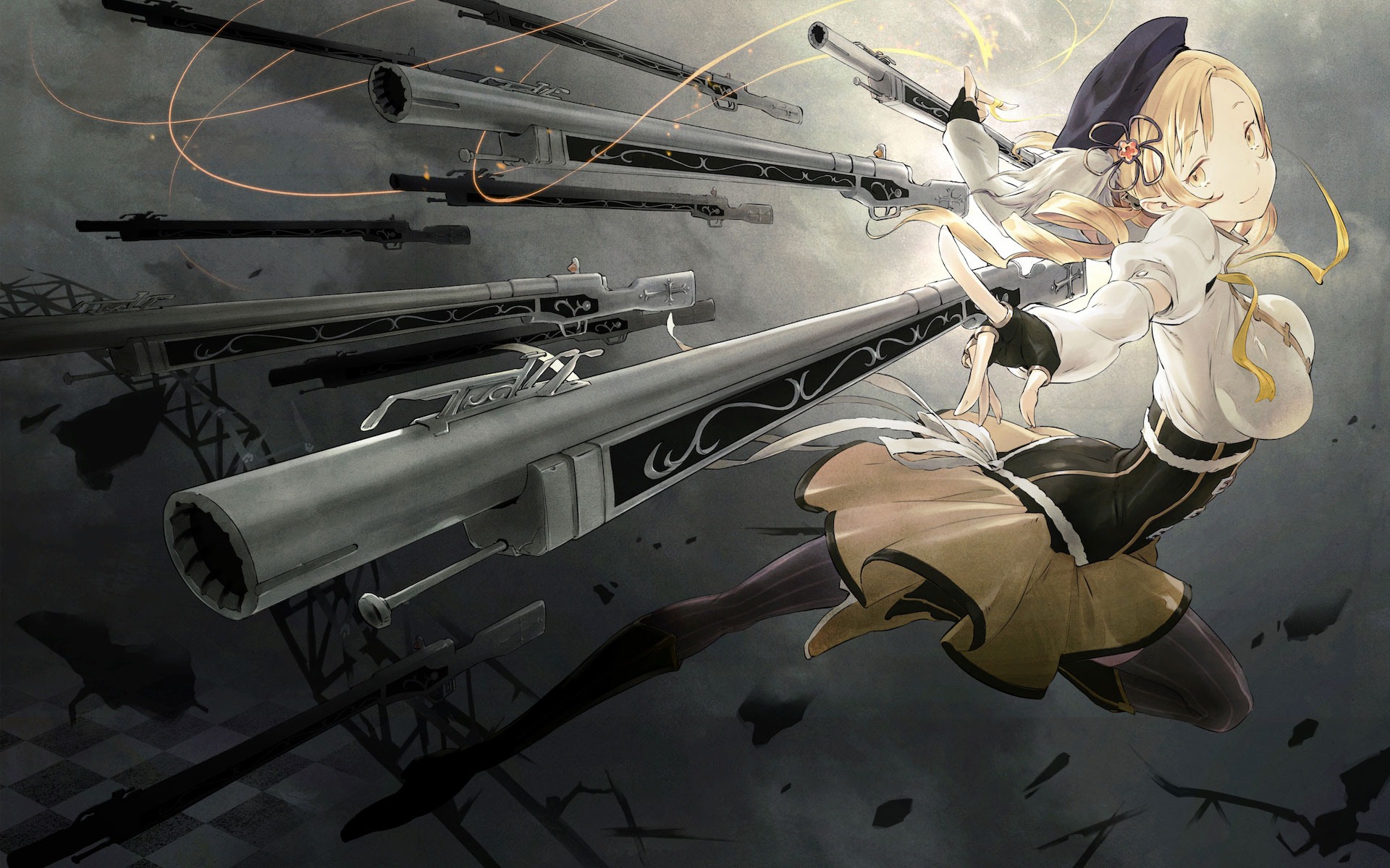 Mami Tomoe with magical rifles HD Wallpaper