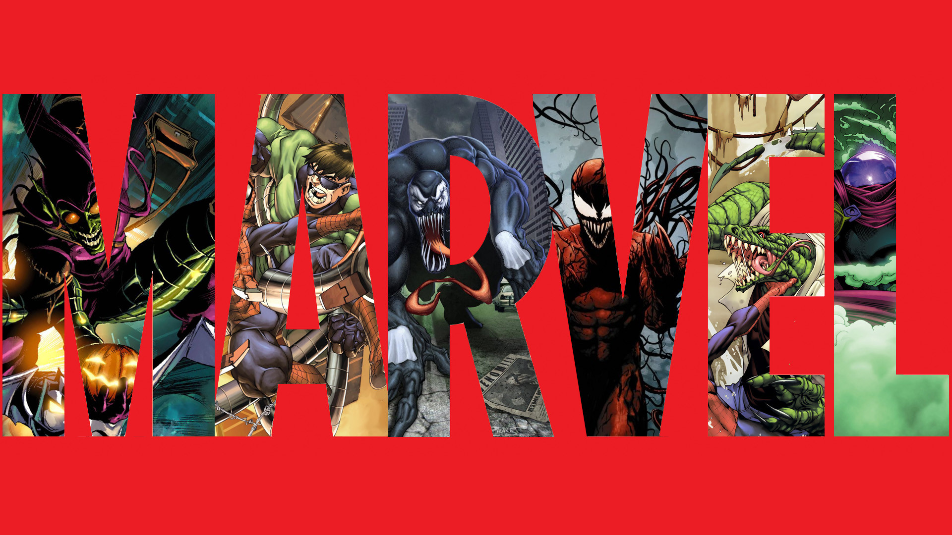 Marvel logo with villains HD Wallpaper