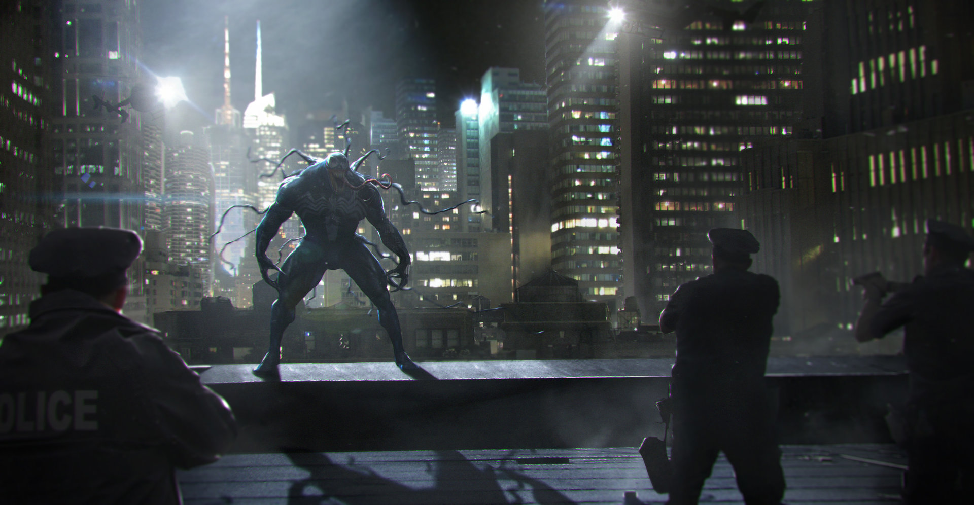 Venom vs. Police in New York City HD Wallpaper