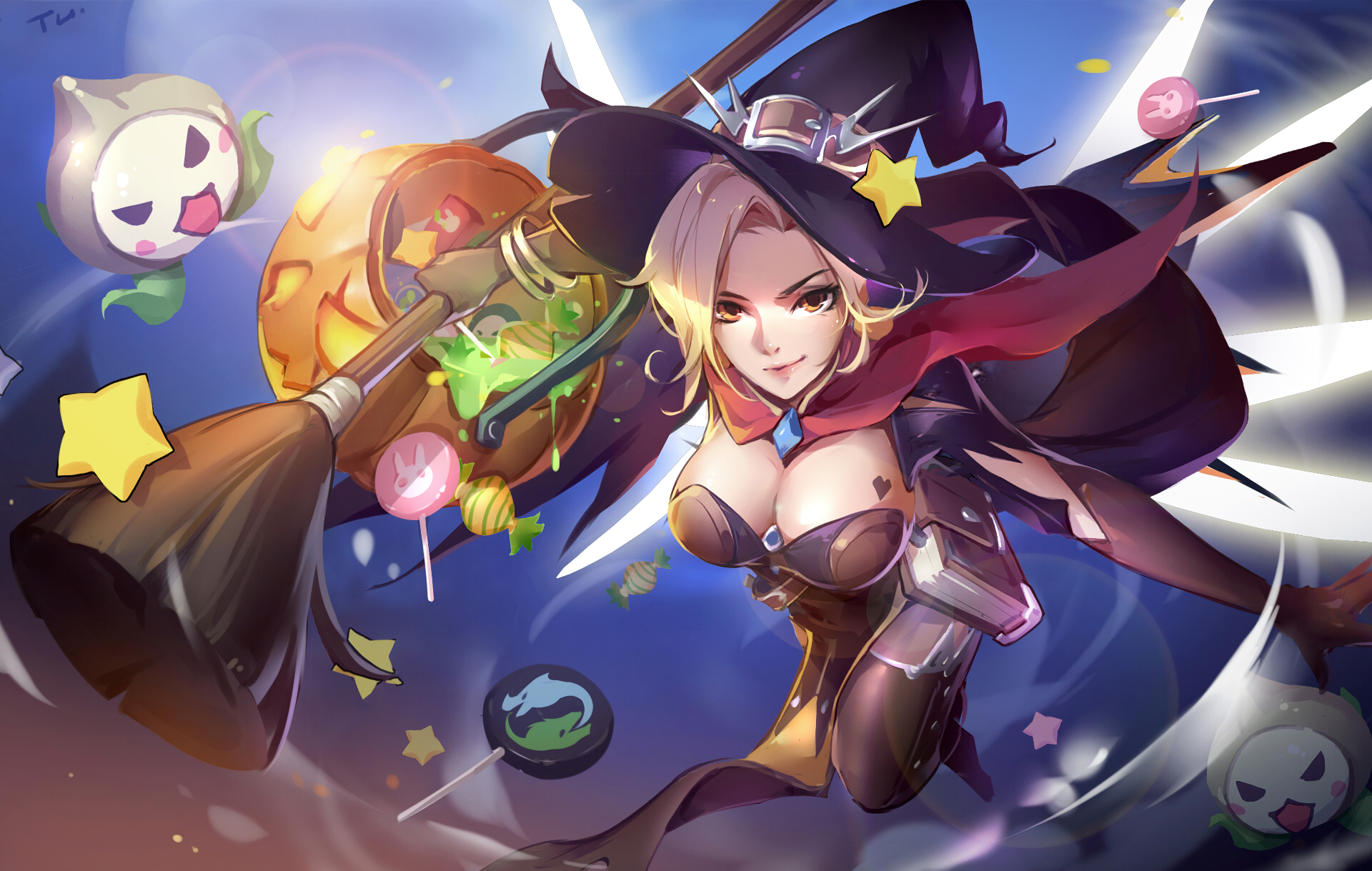 Mercy from Overwatch as a Witch HD Wallpaper