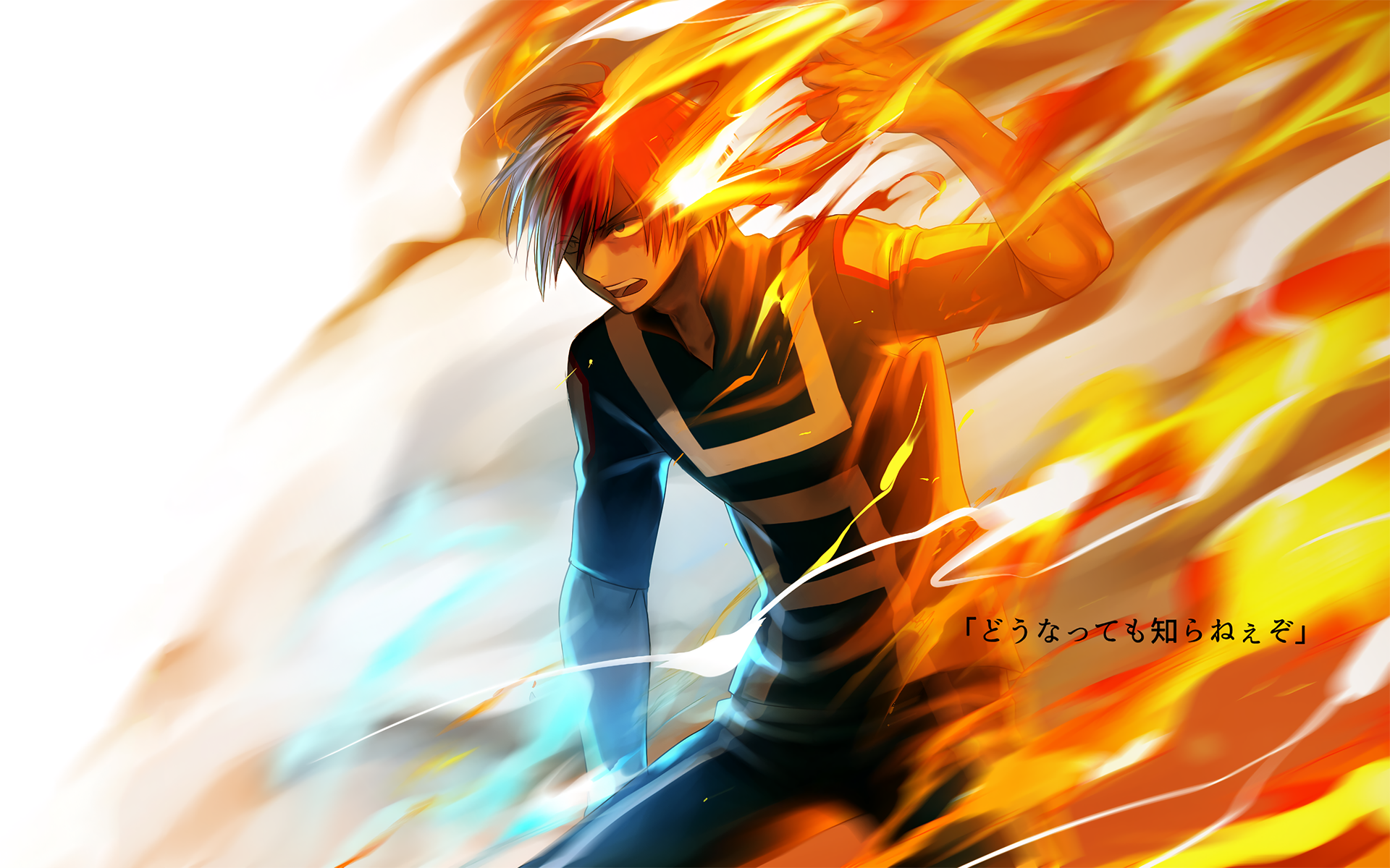 Shouto Todoroki from My Hero Academia with fire and ice HD Wallpaper