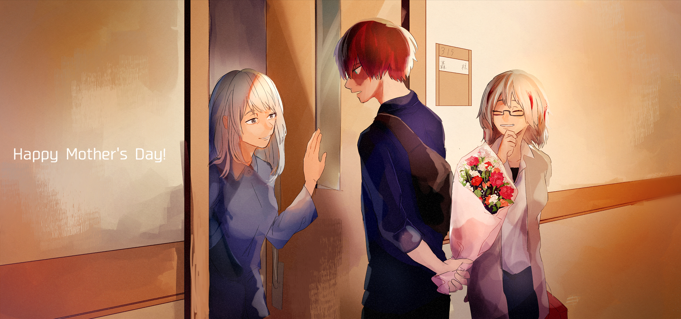 Shouto Todoroki and family on Mother's Day HD Wallpaper