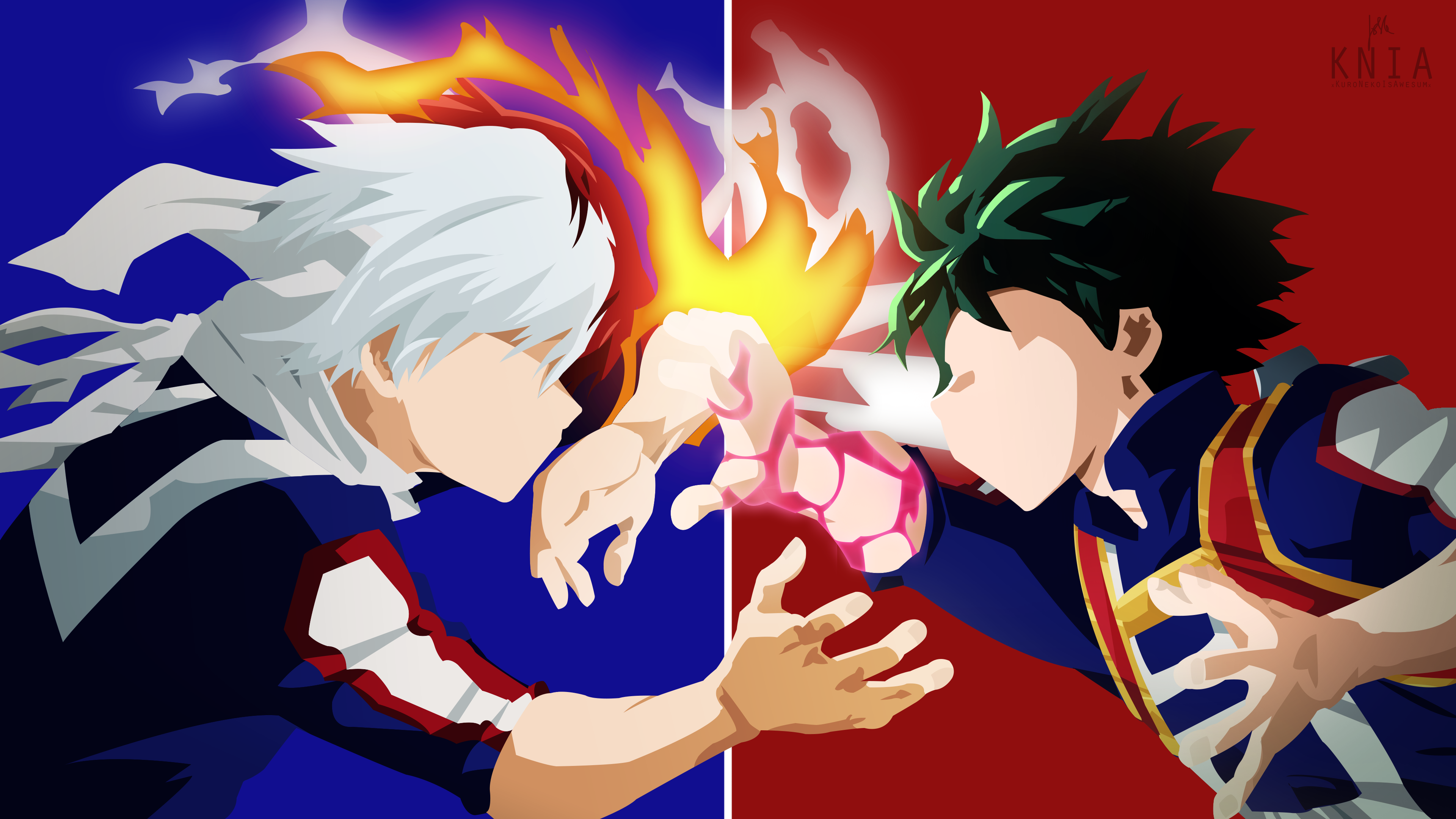 Shouto Todoroki and Izuku Midoriya clash HD Wallpaper