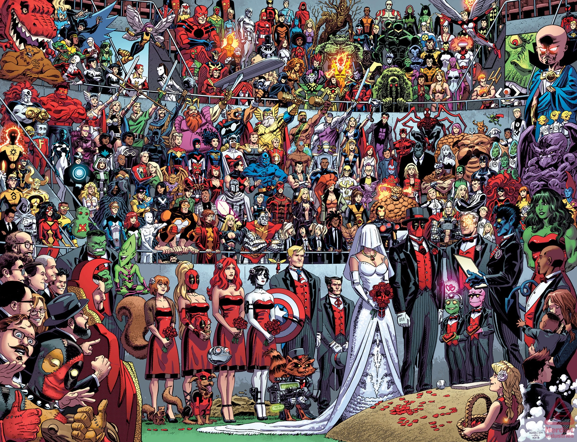 Marvel Comics characters at a wedding HD Wallpaper