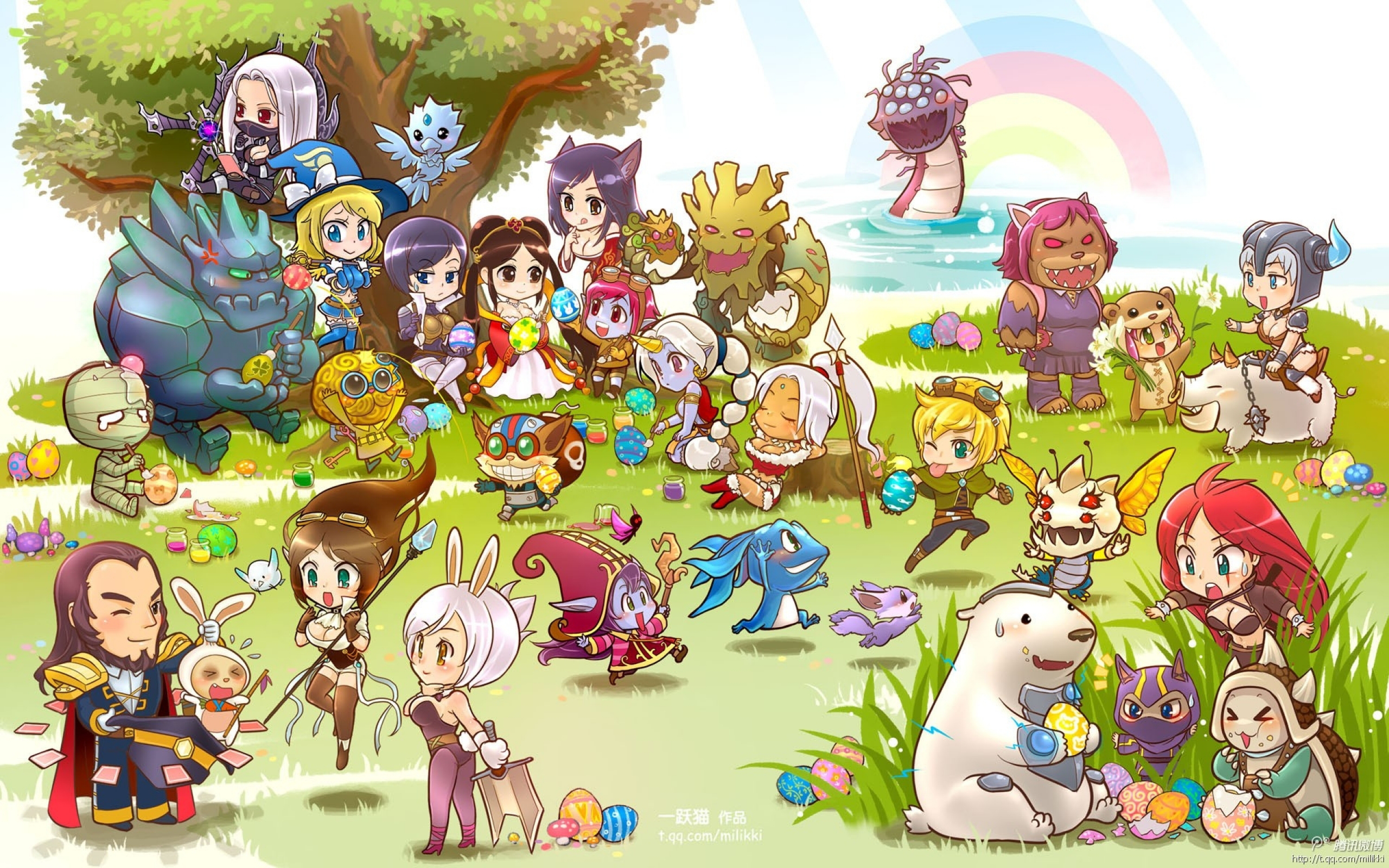 League of Legends characters celebrating Easter HD Wallpaper