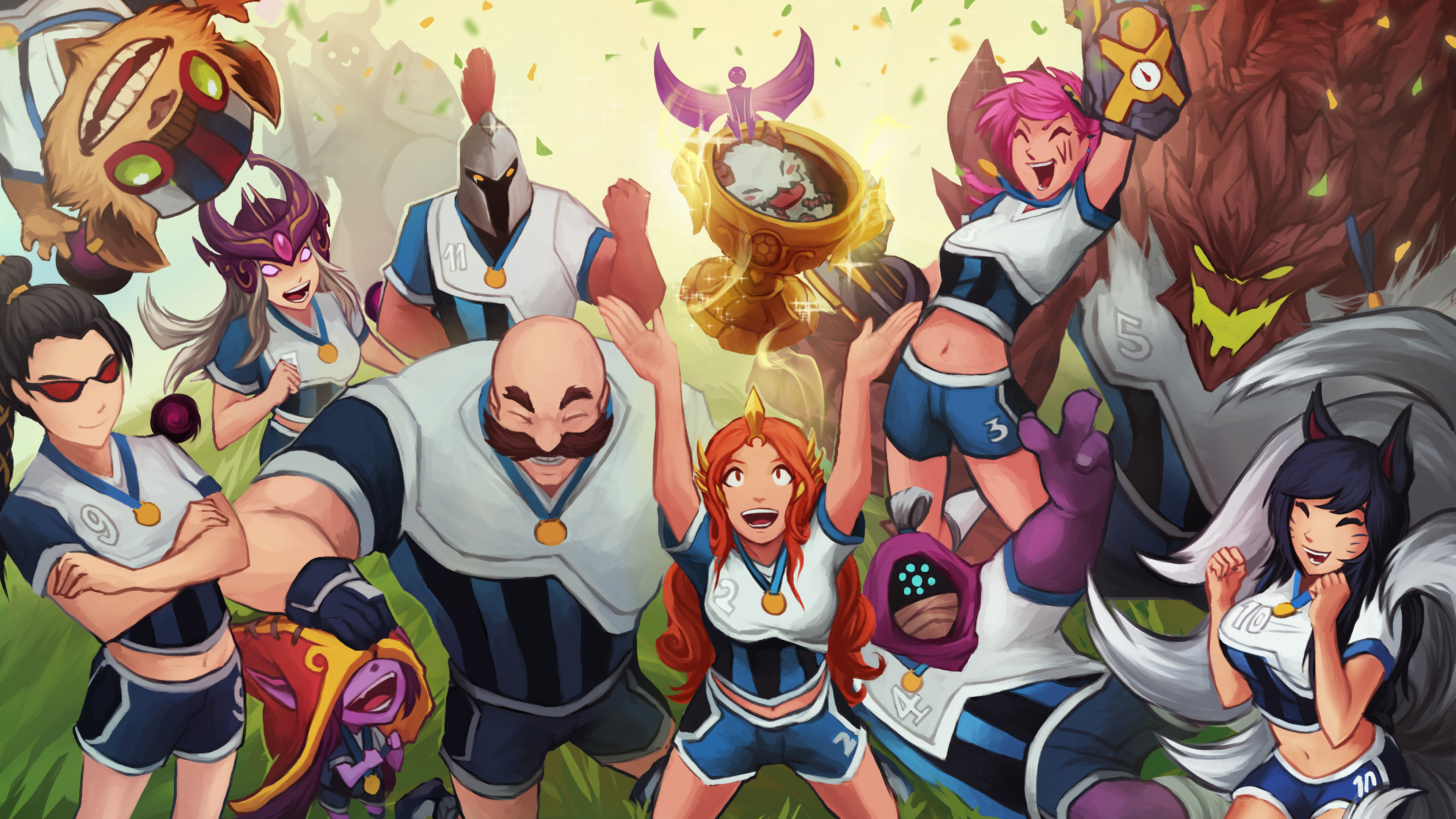 League of Legends characters celebrating a victory HD Wallpaper