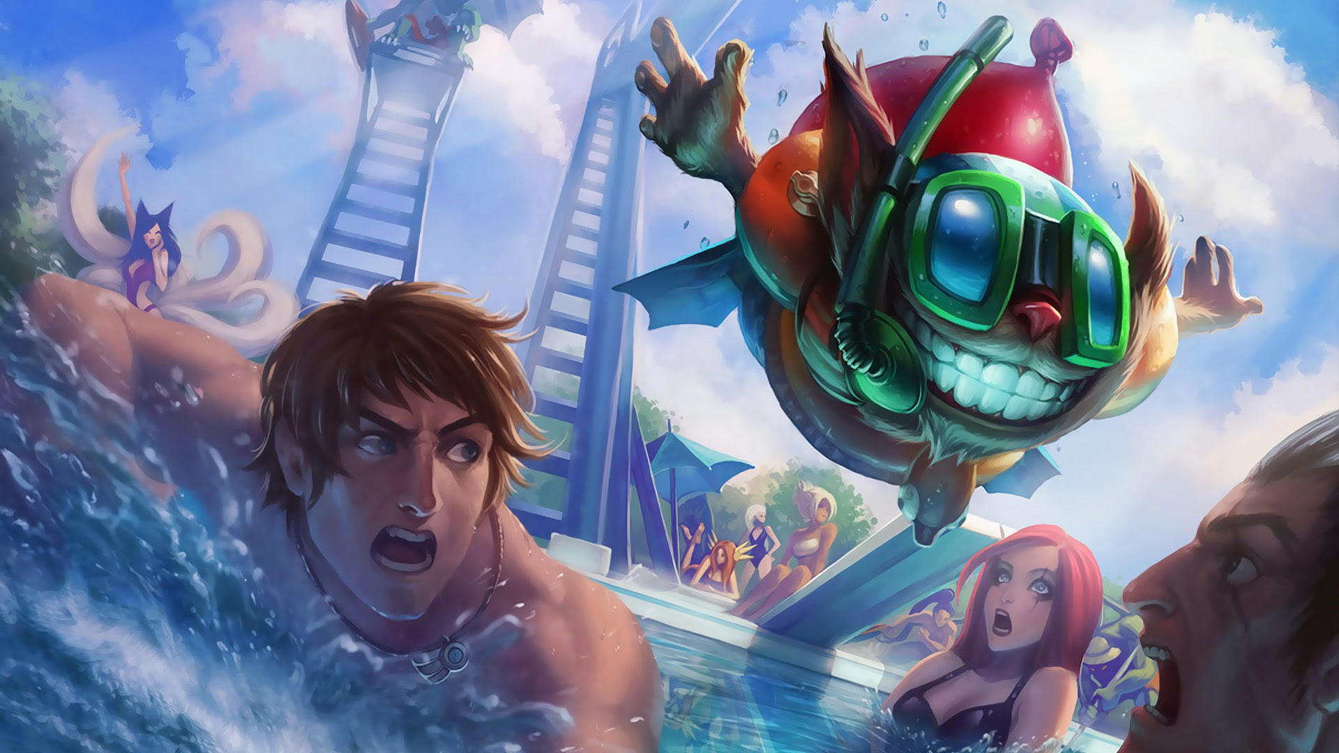 Pool Party Ziggs and friends at the water park HD Wallpaper