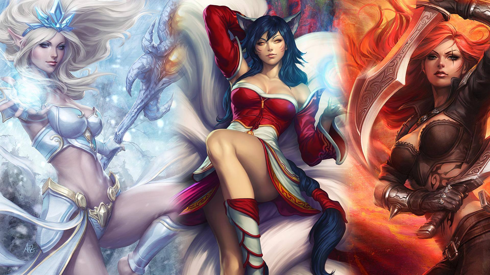 Ahri, Lux, and Miss Fortune from League of Legends HD Wallpaper