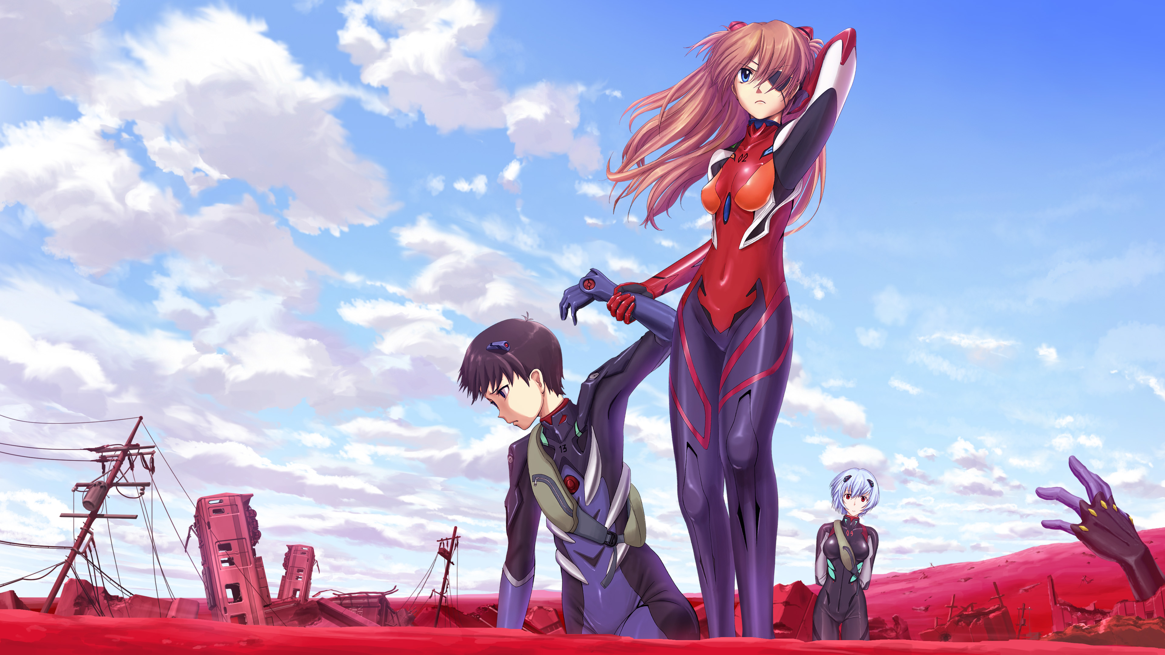 Asuka Langley Soryu and Shinji Ikari from Neon Genesis Evangelion HD Wallpaper