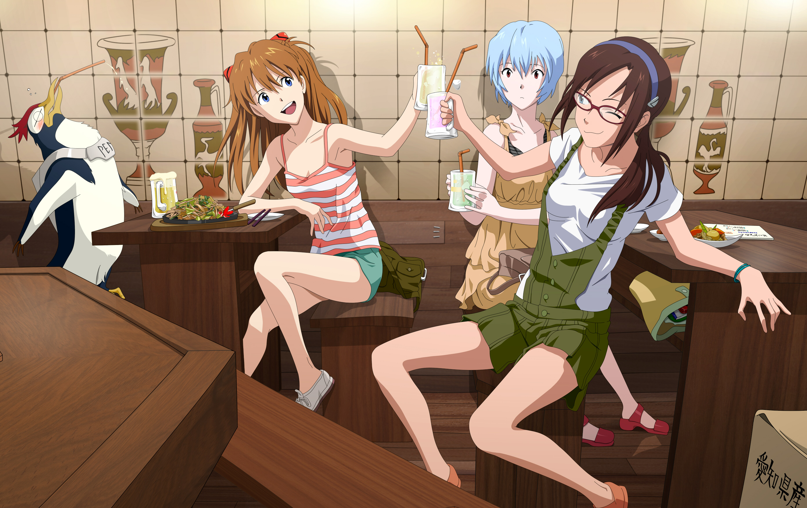 Asuka Langley Soryu, Rei Ayanami, and Mari Makinami Illustriousious from Neon Genesis Evangelion HD Wallpaper