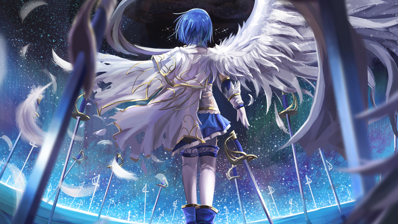 Sayaka Miki with Wings and Swords HD Wallpaper
