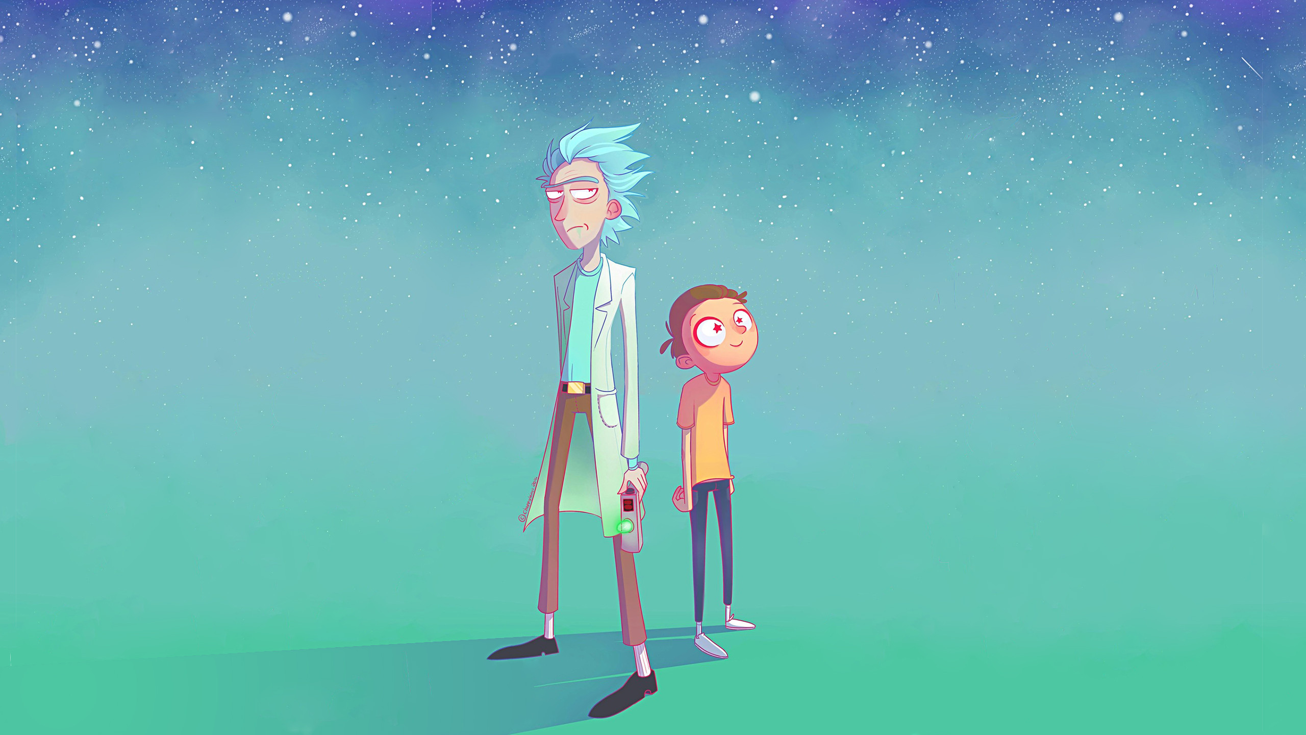 Rick Sanchez and Morty Smith in space HD Wallpaper