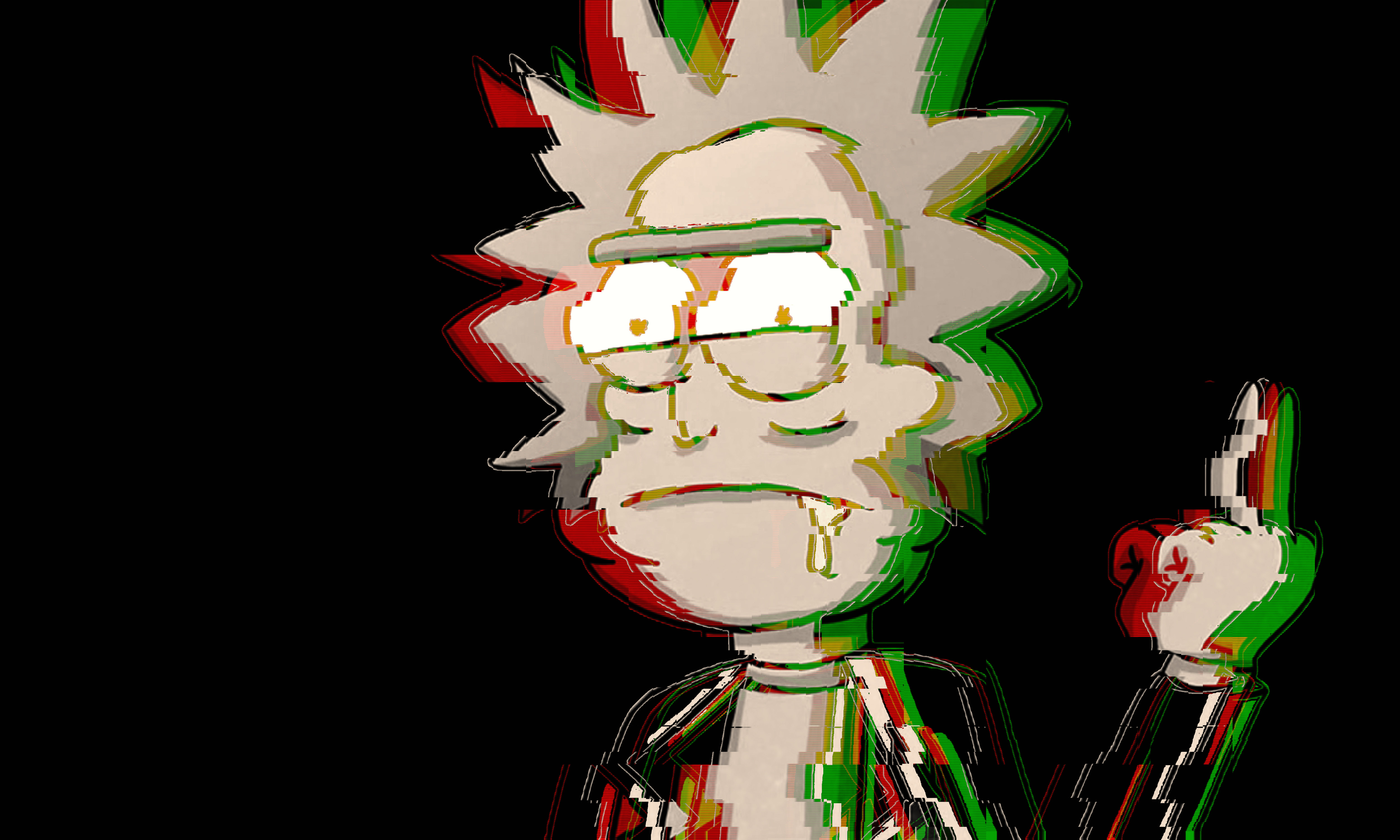 Rick Sanchez with Glitch Effect HD Wallpaper
