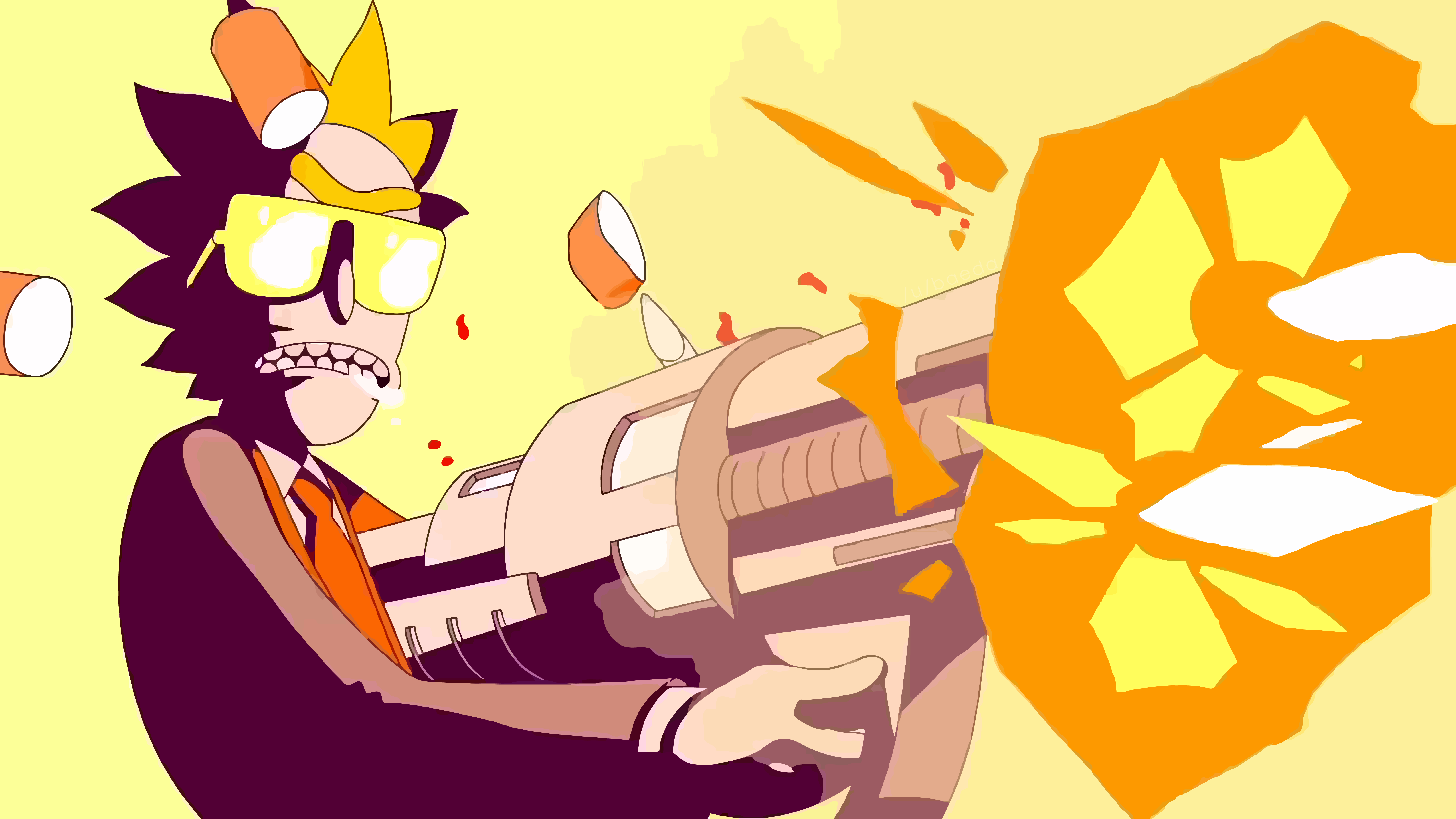 Rick Sanchez firing a large weapon HD Wallpaper