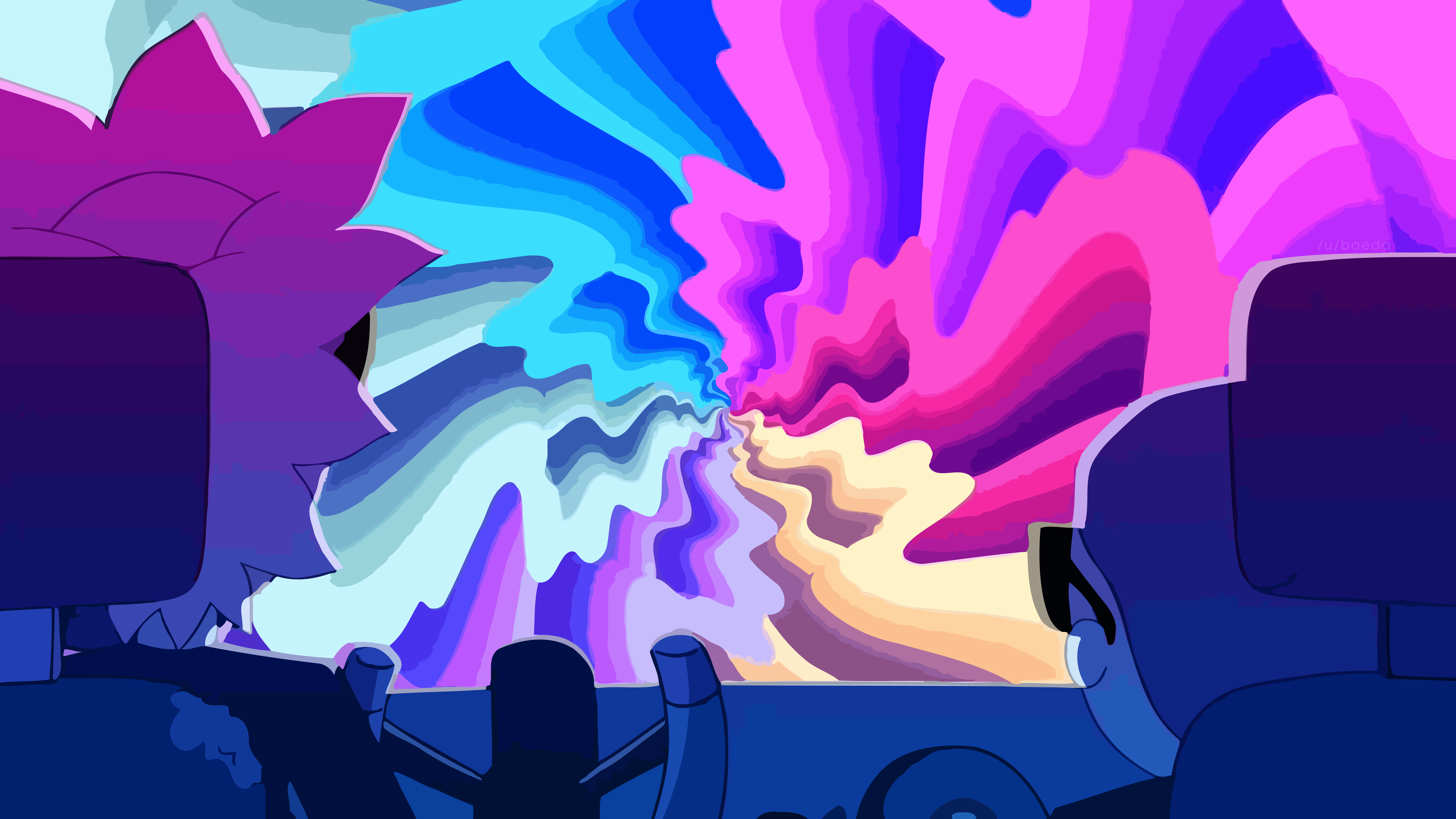 Rick Sanchez in a psychedelic car ride HD Wallpaper