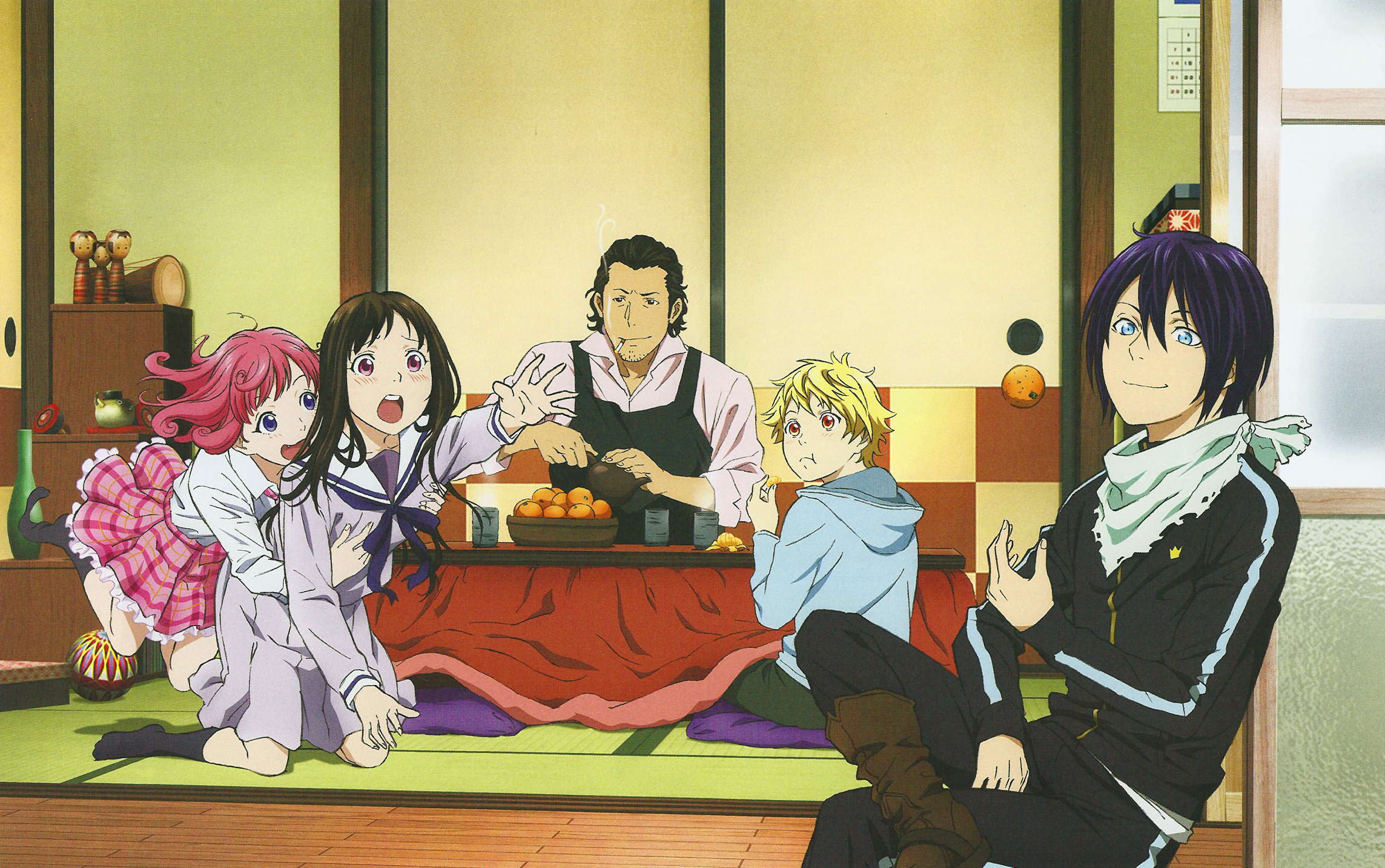 Noragami characters gathered around a kotatsu HD Wallpaper