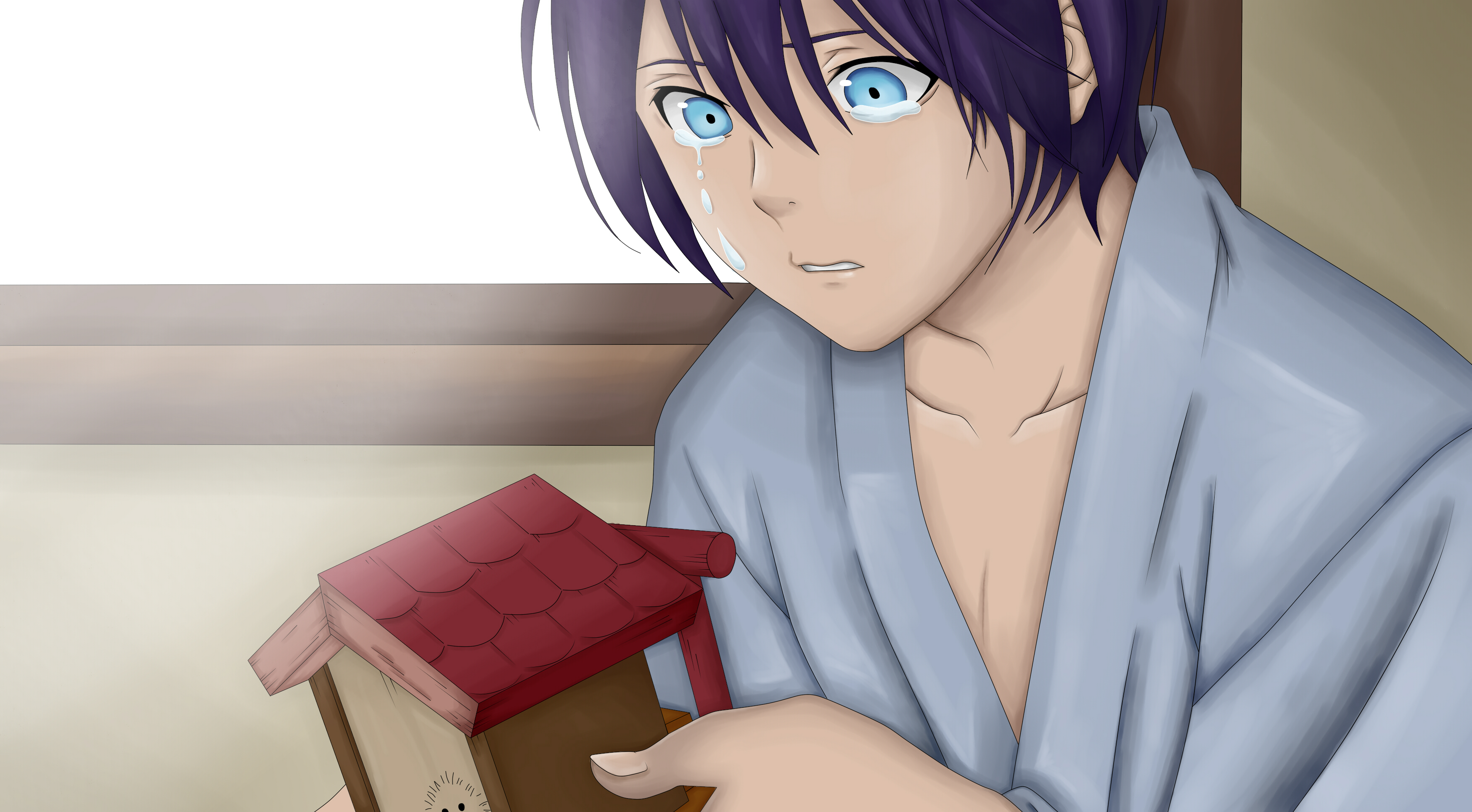 Yato crying holding a birdhouse HD Wallpaper