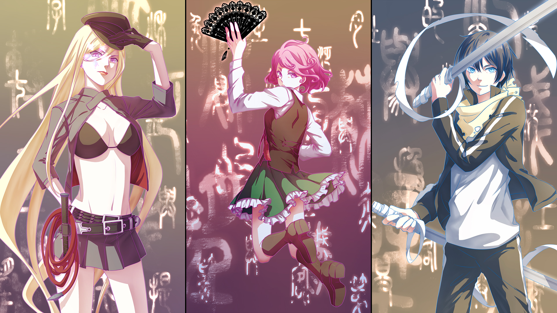 Three anime characters with supernatural background HD Wallpaper