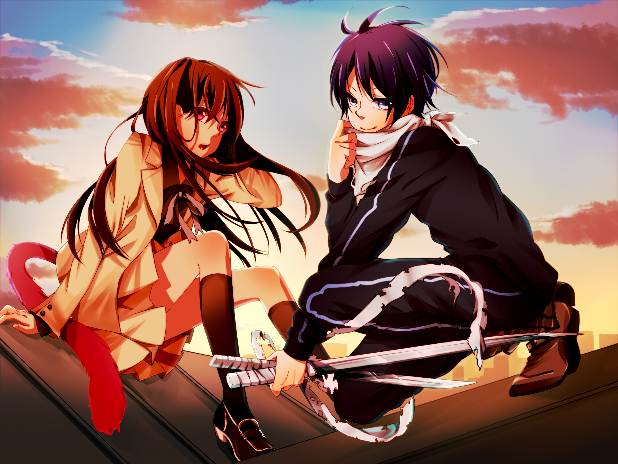 Yato and Hiyori from Noragami HD Wallpaper